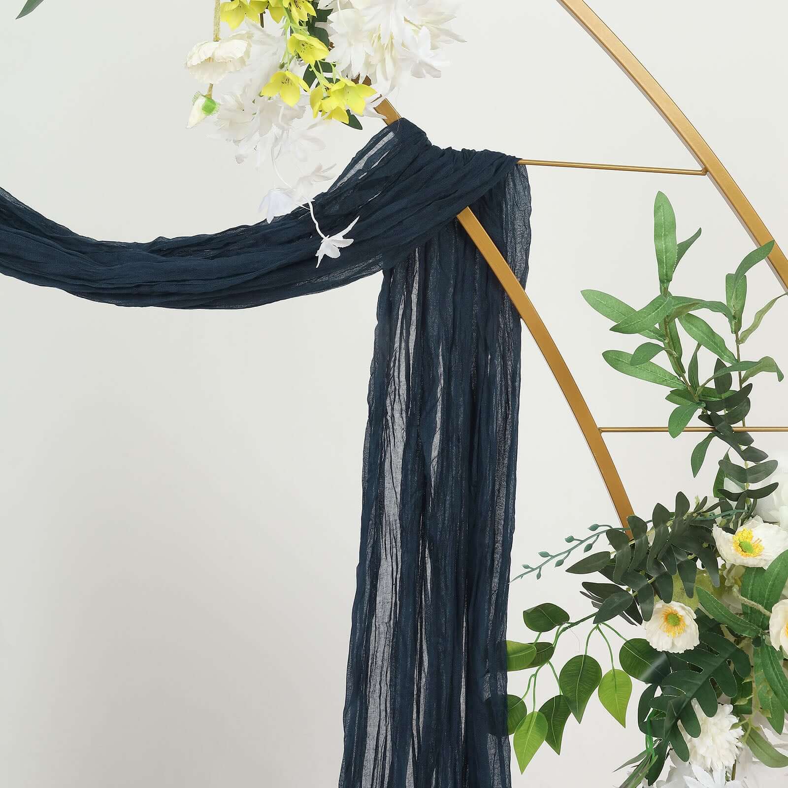 20ft Navy Blue Gauze Cheesecloth Fabric Wedding Arch Drapery, Window Scarf Valance, Boho Decor Arbor Curtain Panel