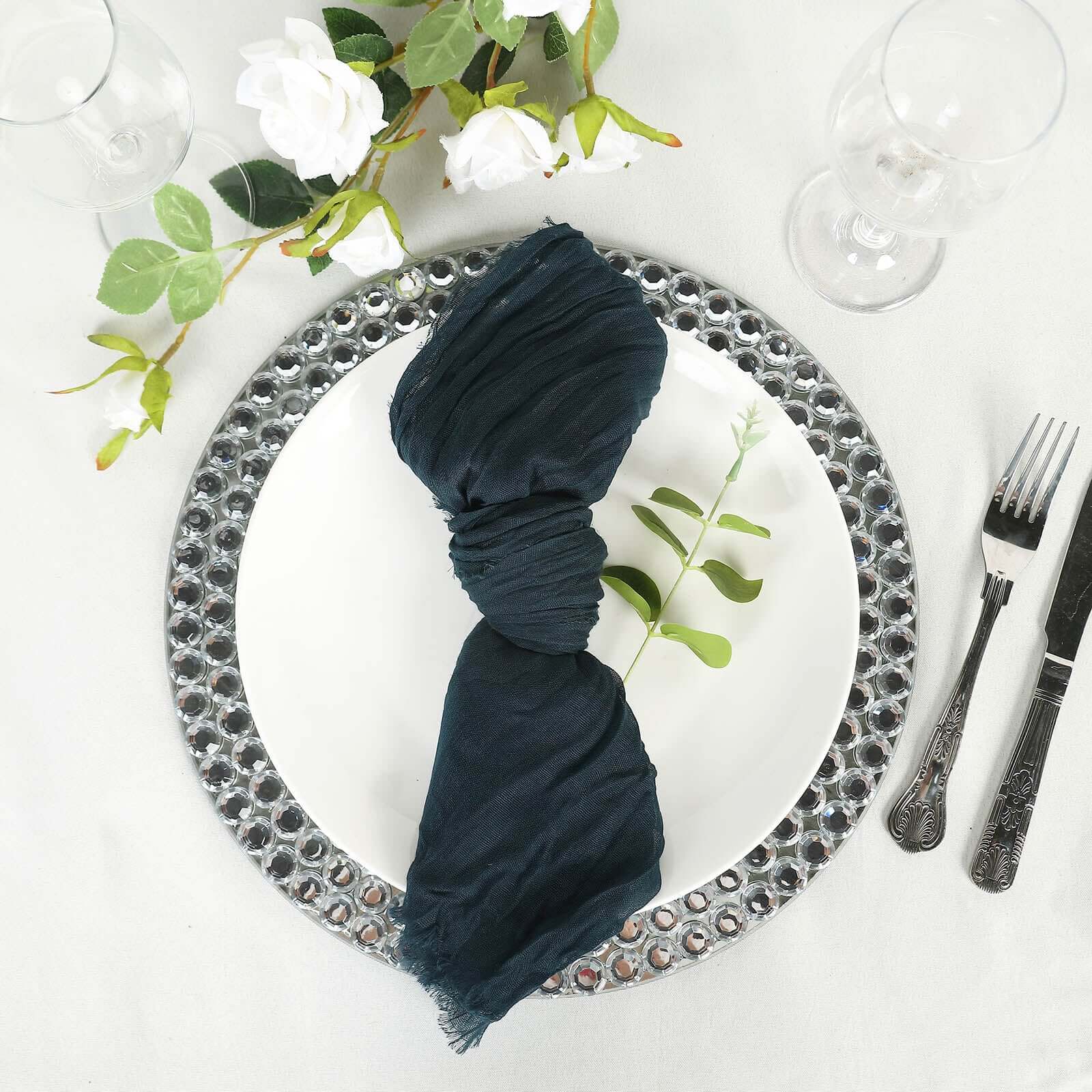 5 Pack Gauze Cheesecloth 24"x19" Napkins Navy Blue Reusable Dinner Napkins