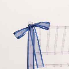 25 Yards 1.5" Navy Blue Sheer Organza Ribbon With Satin Edges