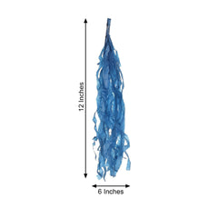 12 Pack Pre-Tied Navy Blue Paper Fringe Tassels With Garland String Hanging Streamer Banner