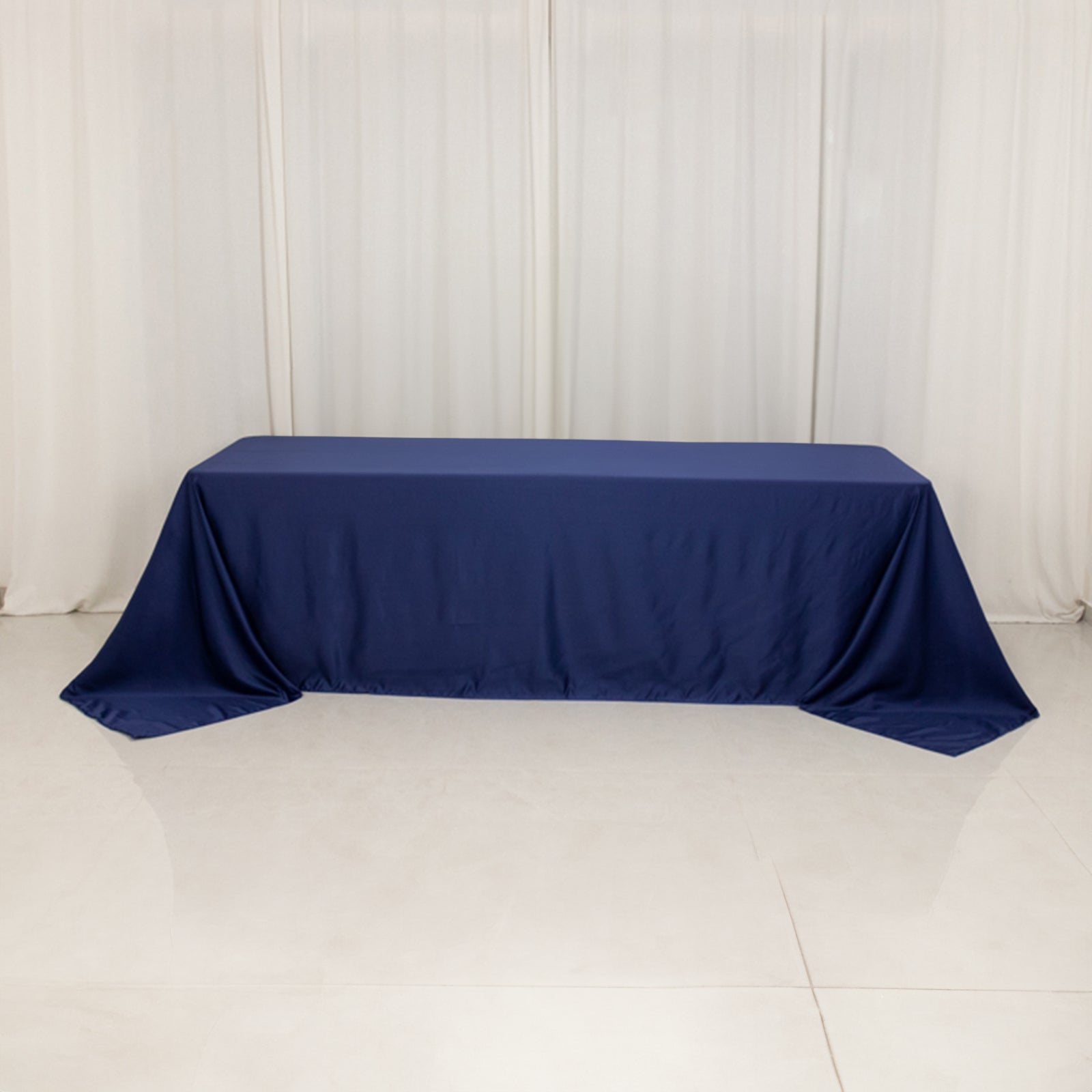 Lamour Satin 90"x156" Rectangle Tablecloth Navy Blue - Luxurious, Soft Seamless Table Cover