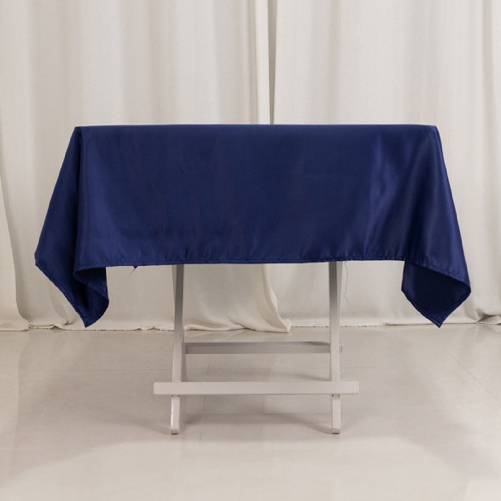 Lamour Satin 54"x54" Square Tablecloth Navy Blue - Durable & Silk-Like Table Cover