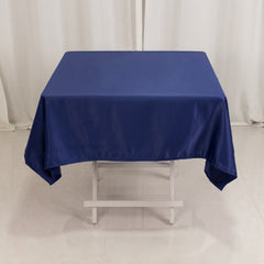 Lamour Satin 54"x54" Square Tablecloth Navy Blue - Durable & Silk-Like Table Cover