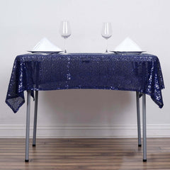 54"x54" Navy Blue Sequin Square Tablecloth
