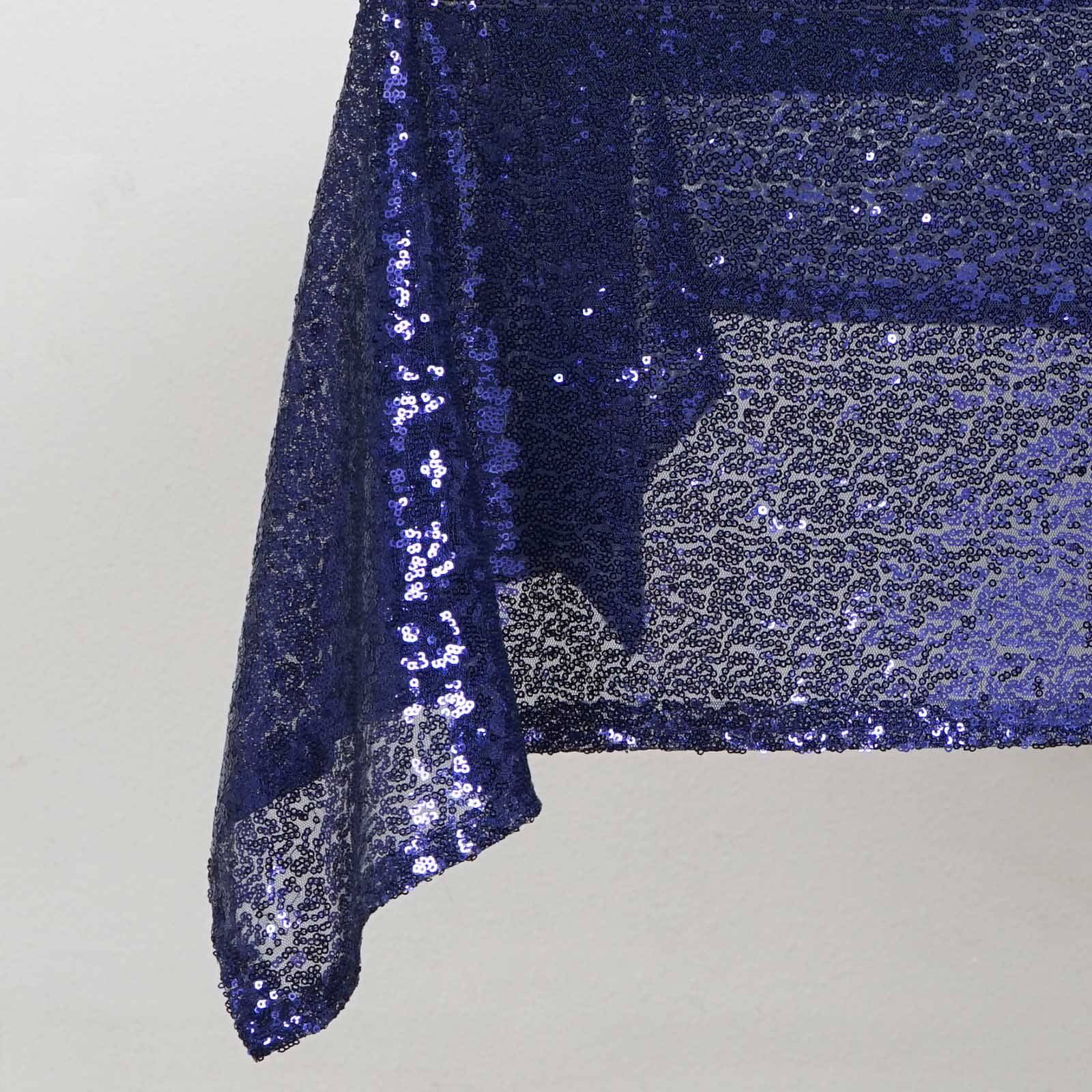 54"x54" Navy Blue Sequin Square Tablecloth