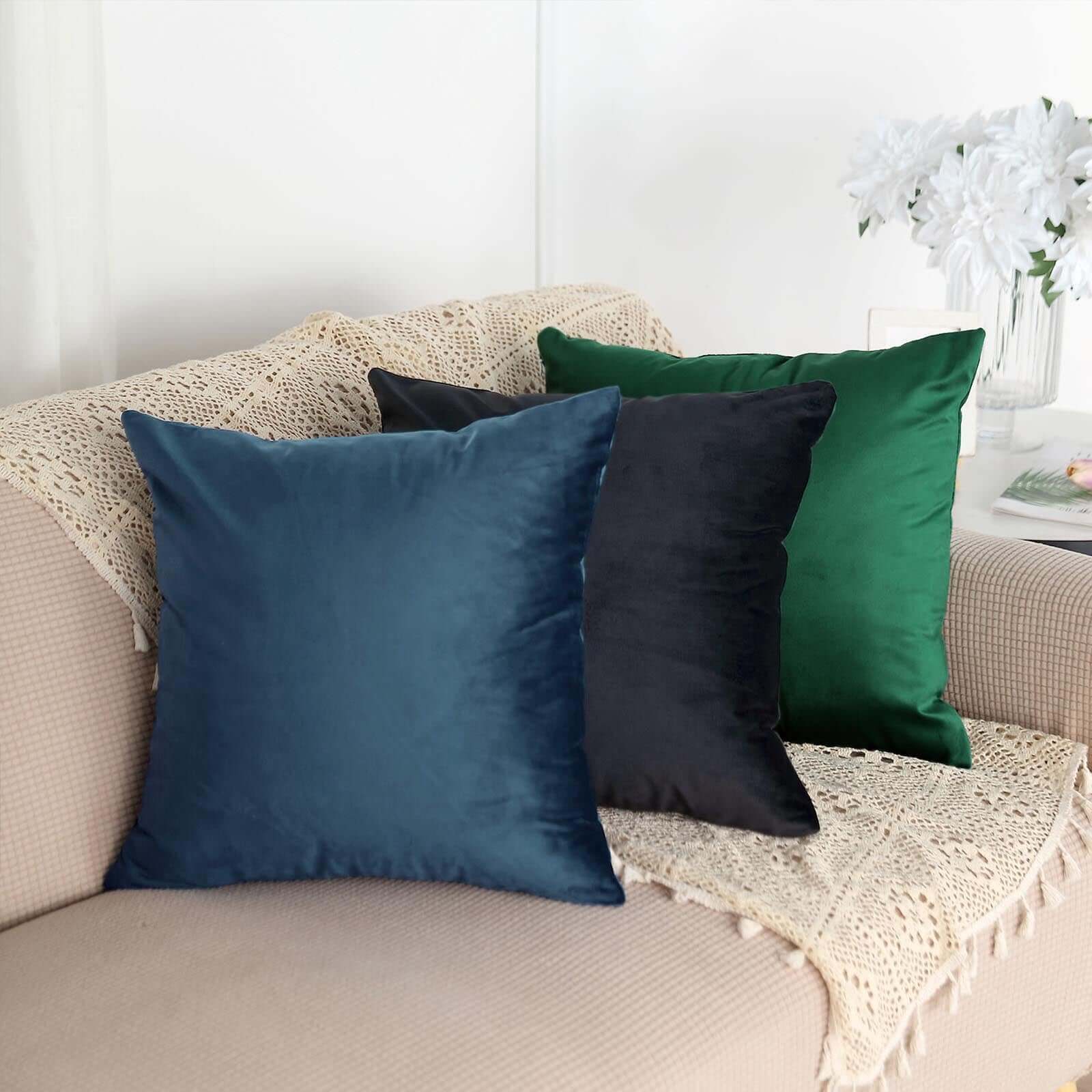 2 Pack 18" Navy Blue Soft Velvet Square Throw Pillow Cover