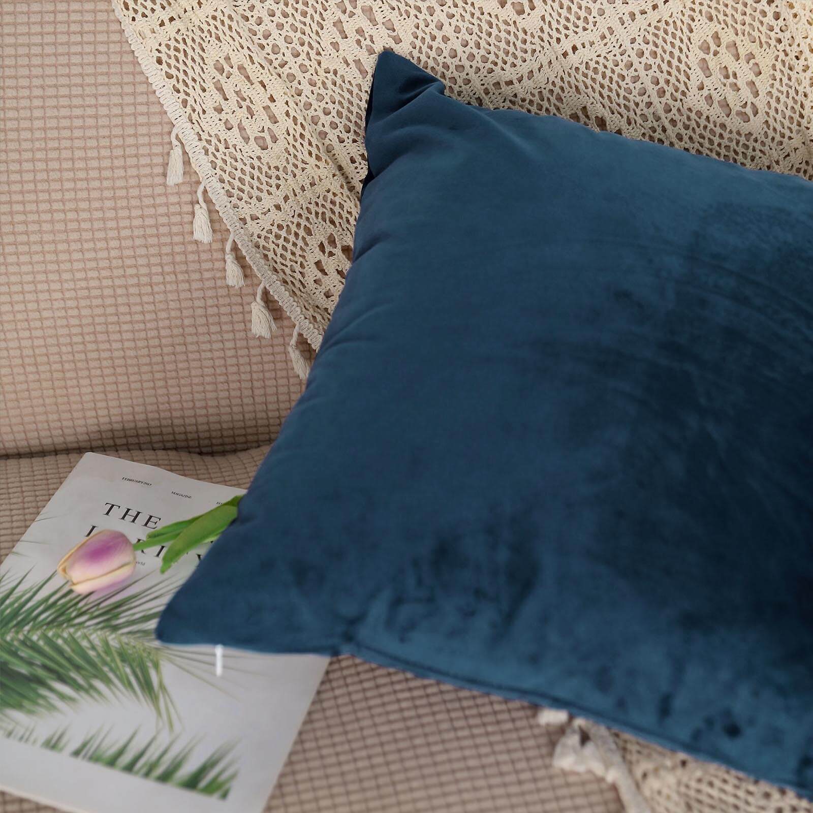 2 Pack 18" Navy Blue Soft Velvet Square Throw Pillow Cover