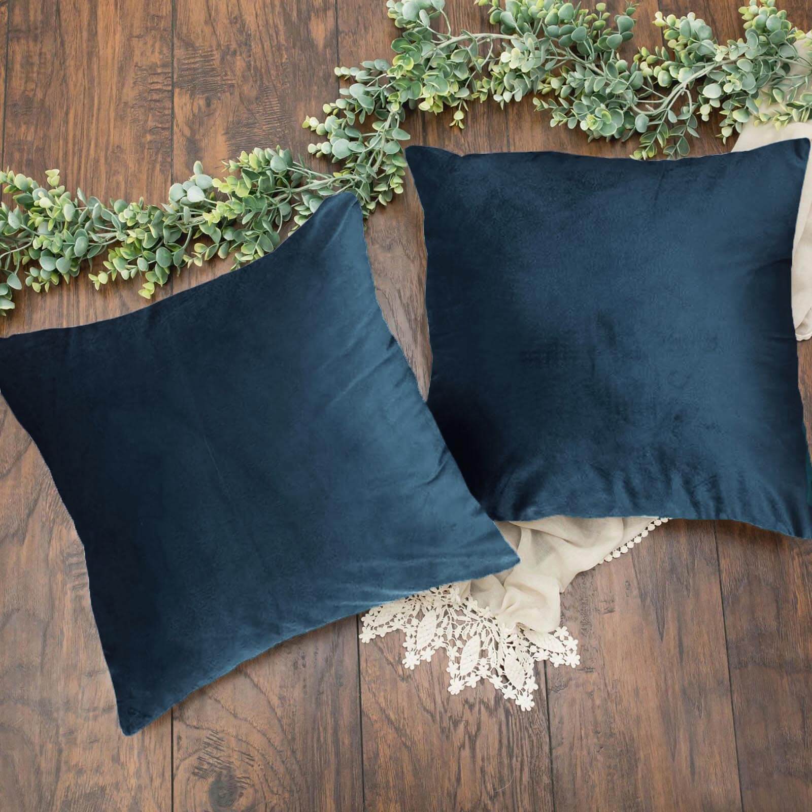 2 Pack 18" Navy Blue Soft Velvet Square Throw Pillow Cover
