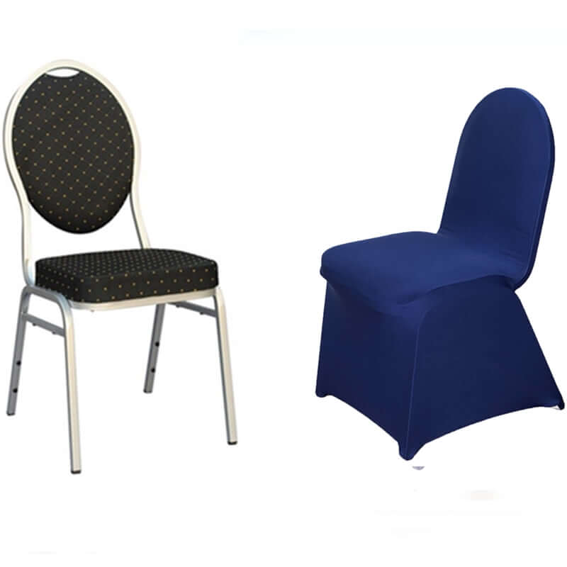 Spandex Chair Cover for Banquet Chairs Navy Blue - Stretch 160GSM Fabric with Slip-On Slipcover