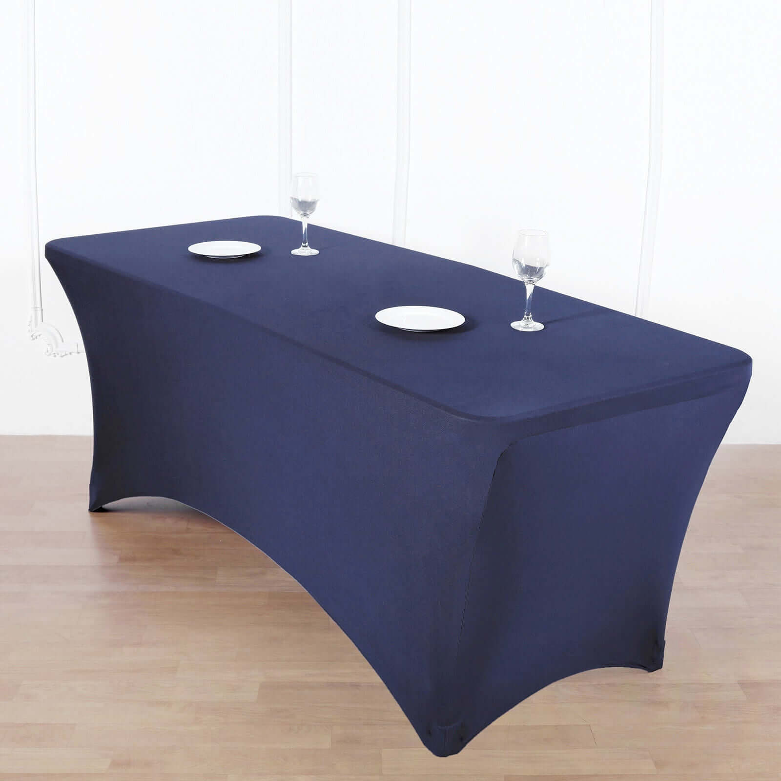Stretch Spandex 96"x30" Rectangle Table Cover Navy Blue - Durable Form-Fitting Tablecloth