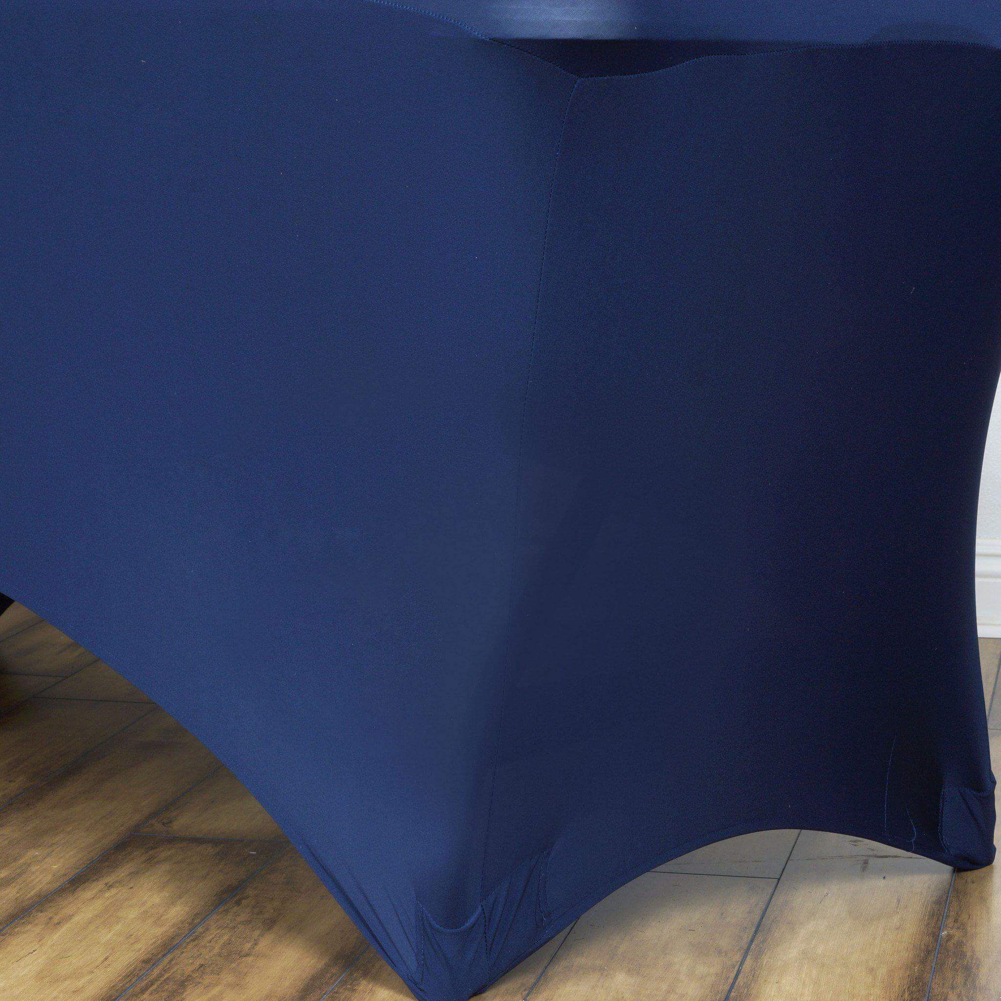 Stretch Spandex 6ft Rectangle Tablecloth Navy Blue - Durable Form-Fitting Table Cover