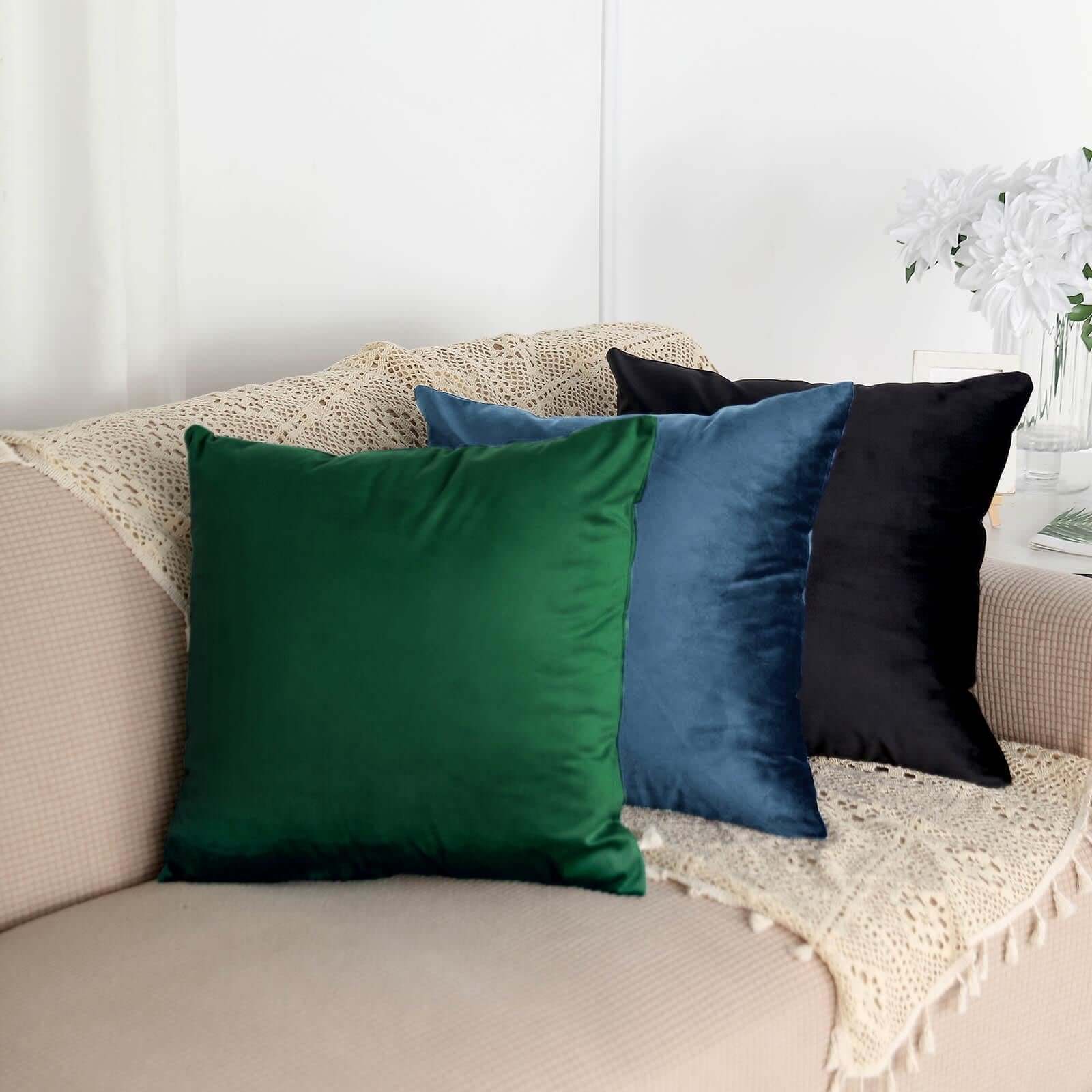 2 Pack 18" Navy Blue Soft Velvet Square Throw Pillow Cover