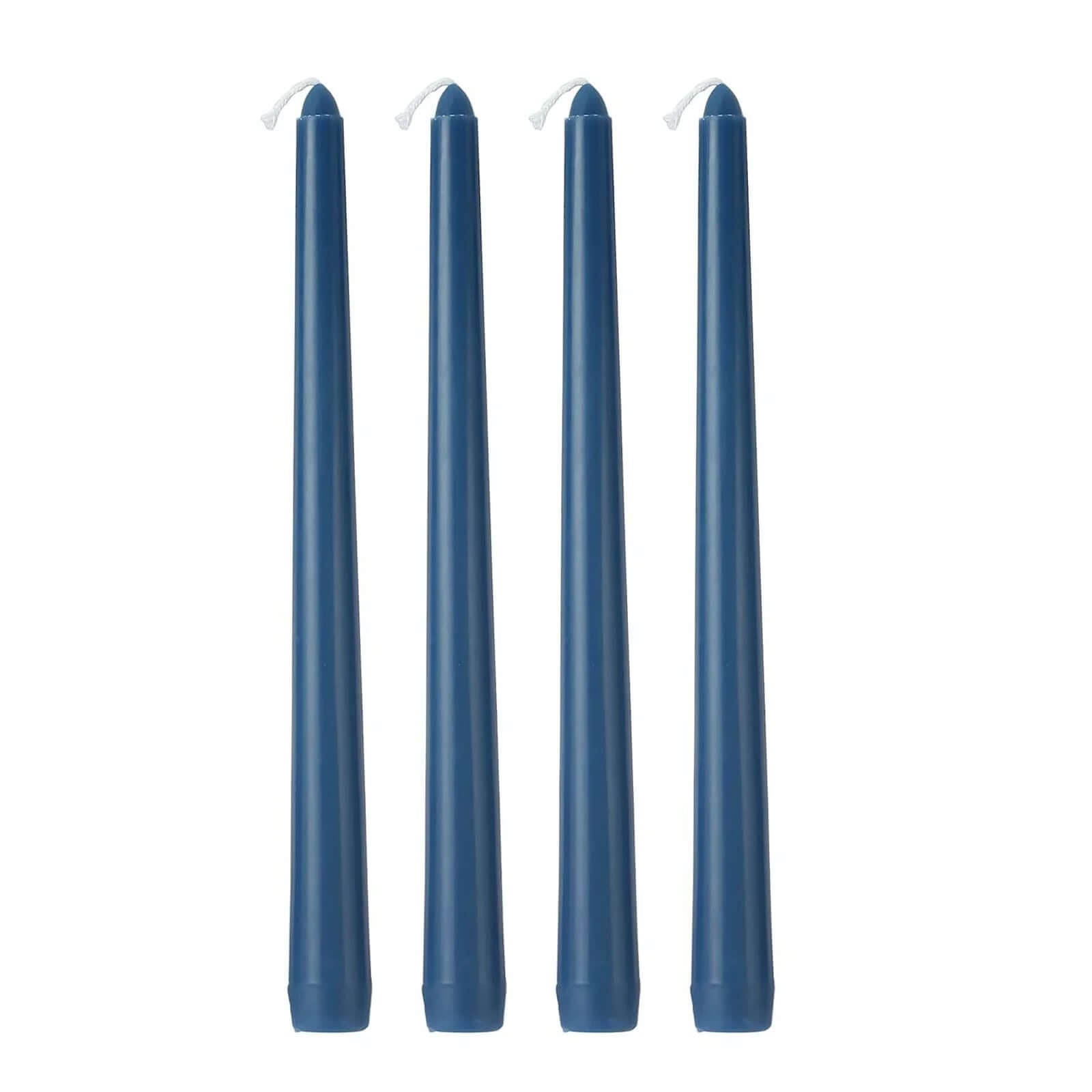 12-Pack Taper Candles Premium Wax Design Navy Blue - Unscented Candles for Upscale Settings 10"