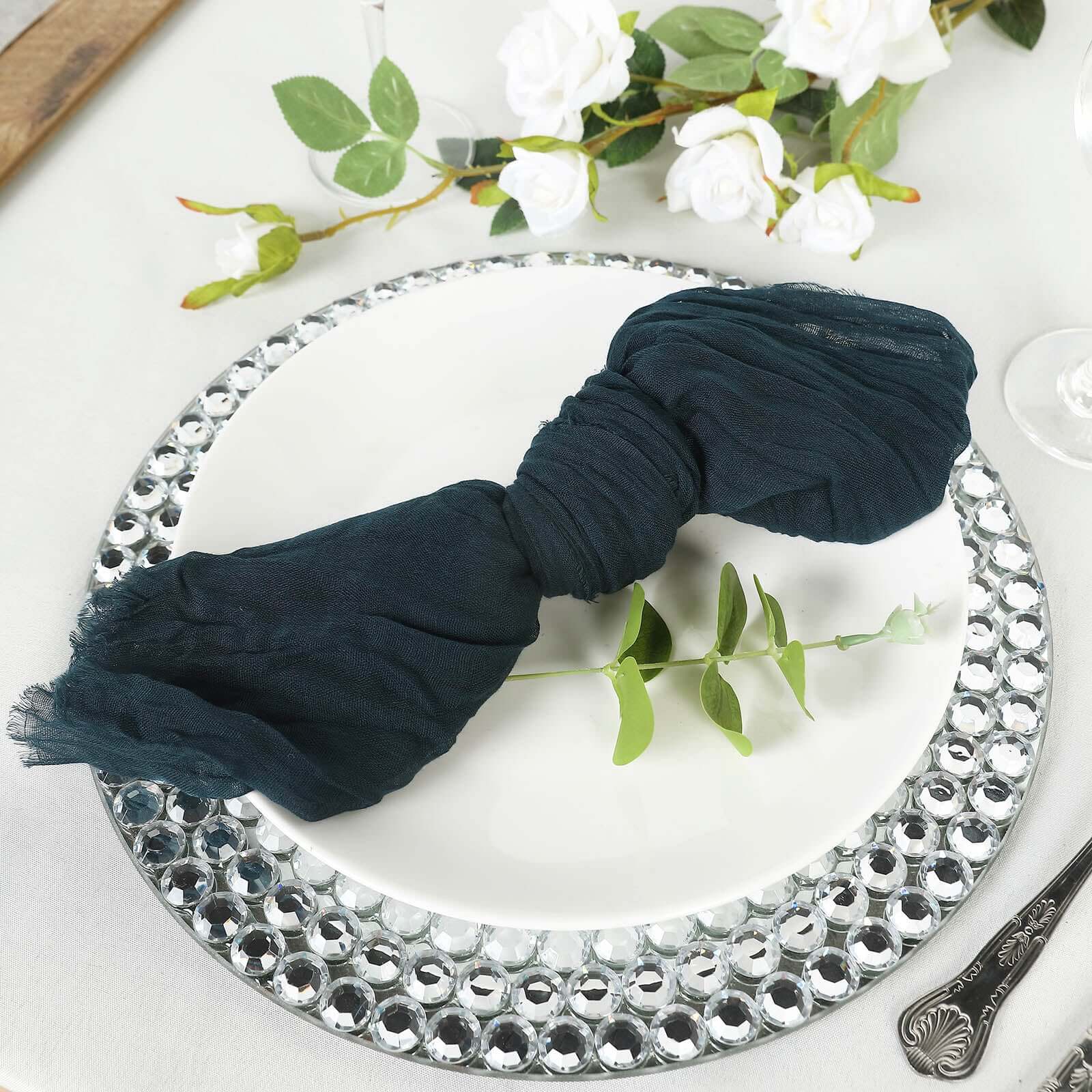 5 Pack Gauze Cheesecloth 24"x19" Napkins Navy Blue Reusable Dinner Napkins