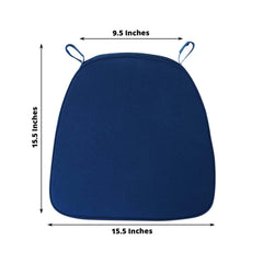 Chiavari Chair Cushion with 1.5" Thick Memory Foam and Ties Navy Blue - Stylish Removable Cover for Comfort