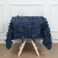 Taffeta 54"x54" Square Tablecloth Navy Blue 3D Leaf Petal Table Cover