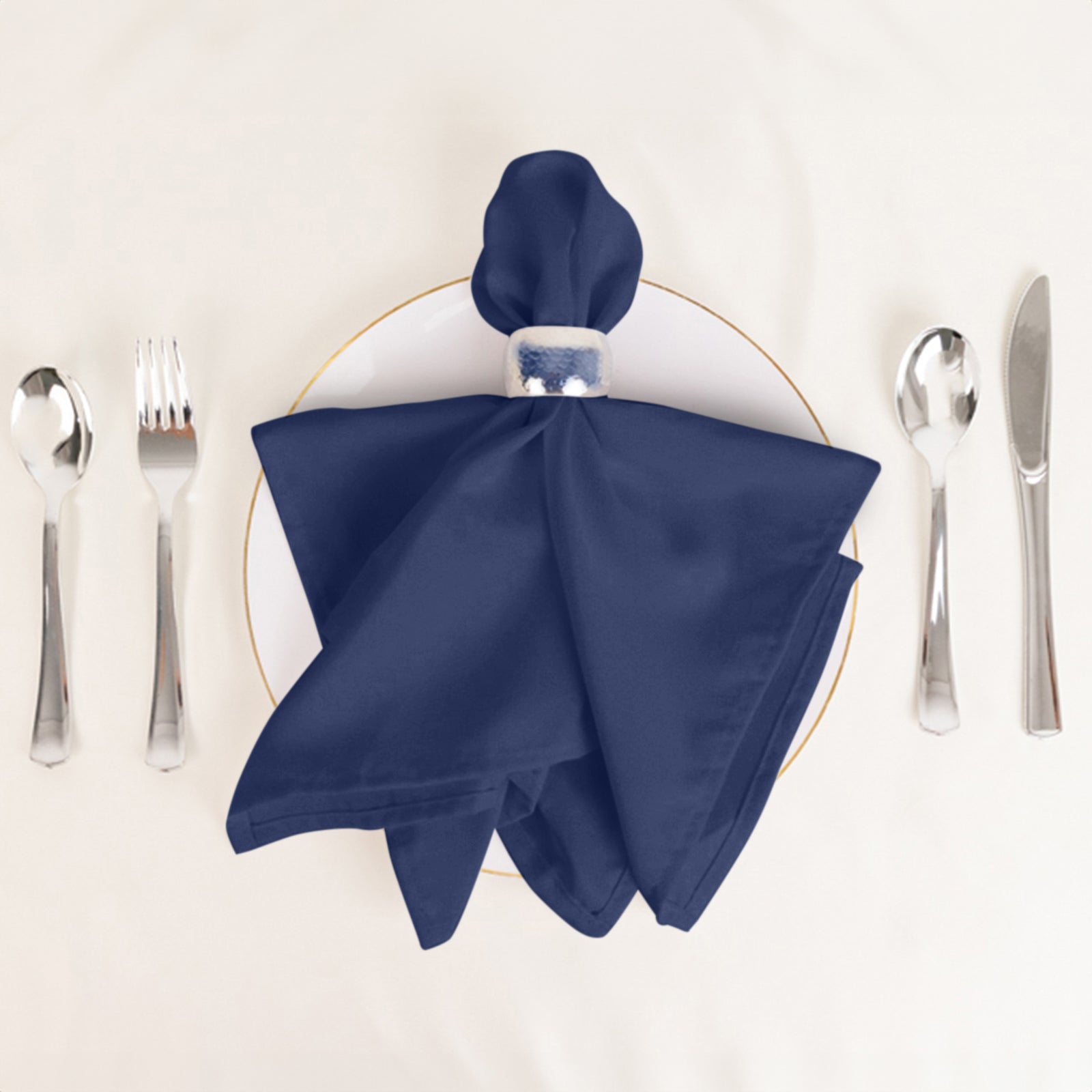5 Pack Cotton Blend 20"x20" Napkins Navy Blue - Wrinkle-Resistant & Washable Dinner Napkins