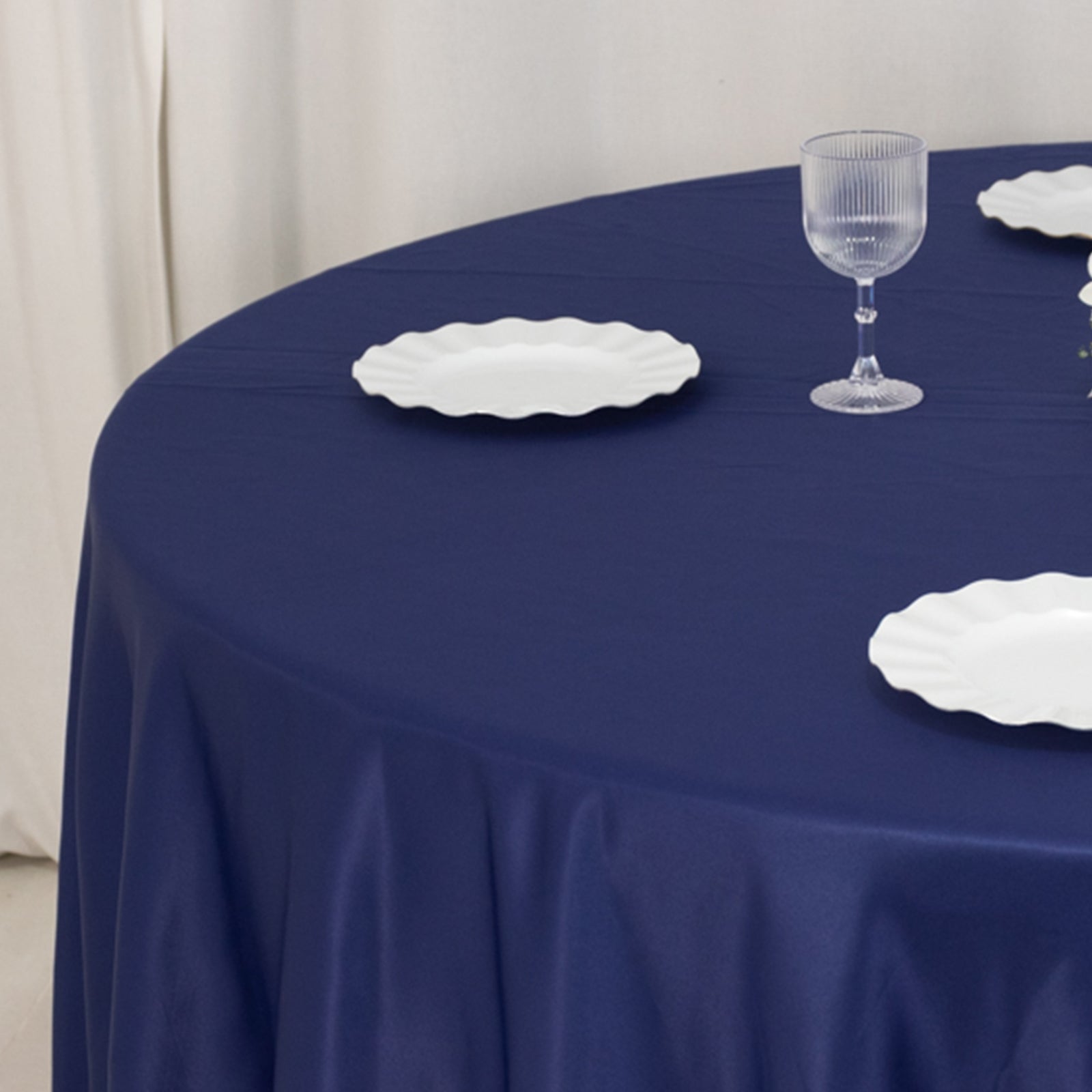 Lamour Satin 108" Round Tablecloth Navy Blue - Durable & Silk-Like Table Cover