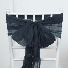 5 Pack Cheesecloth Gauze 16"x88" Chair Sashes Navy Blue - Boho Chair Decorations