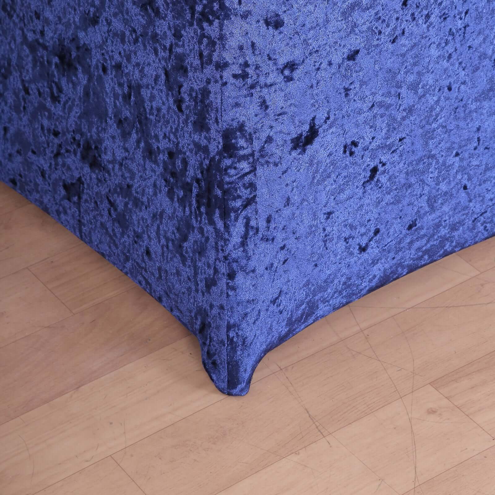 Crushed Velvet Spandex 32" Round Cocktail Table Cover Navy Blue Smooth Highboy Tablecloth