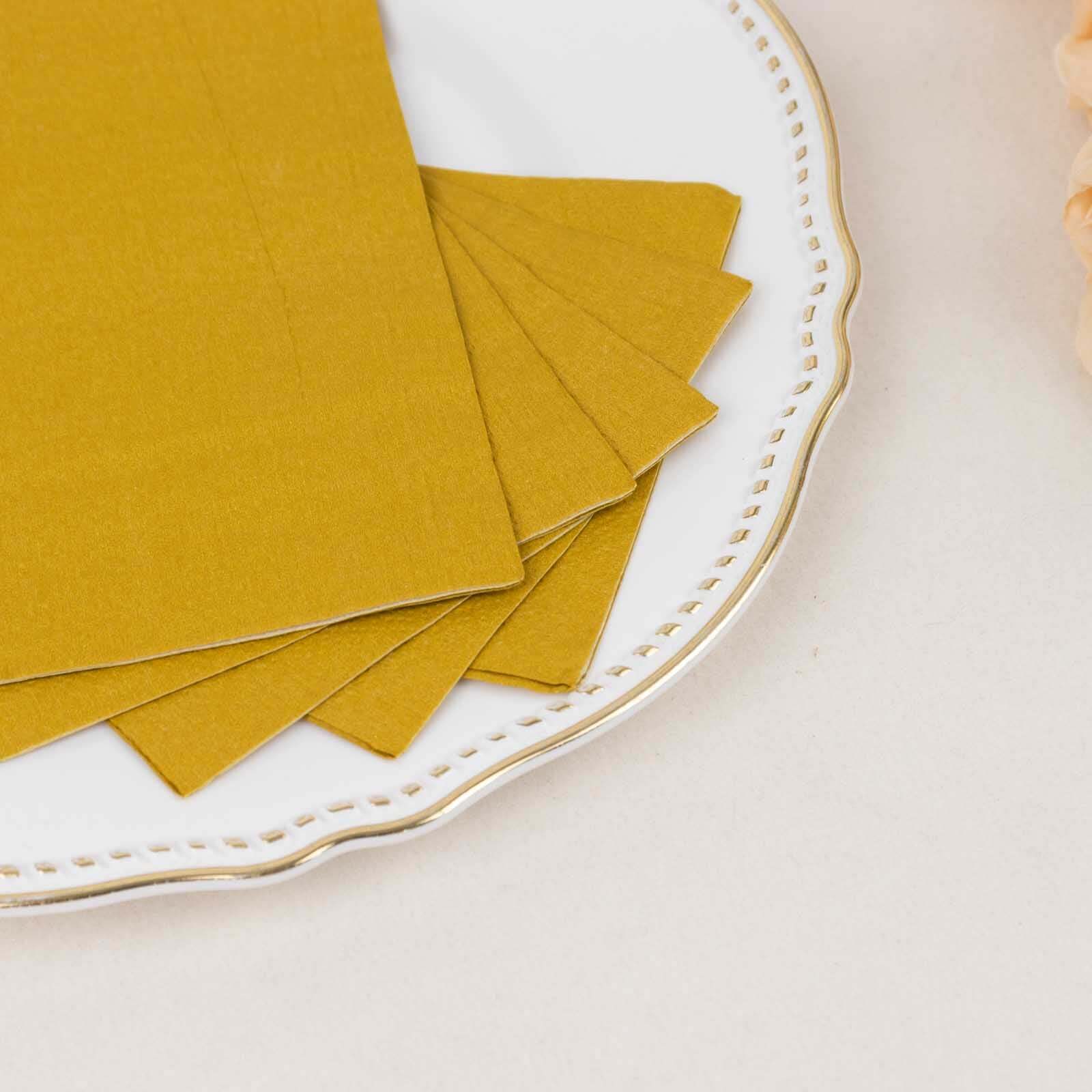 50-Pack Paper Napkins Soft Gold - Disposable 2-Ply Cocktail and Beverage Napkins for Weddings