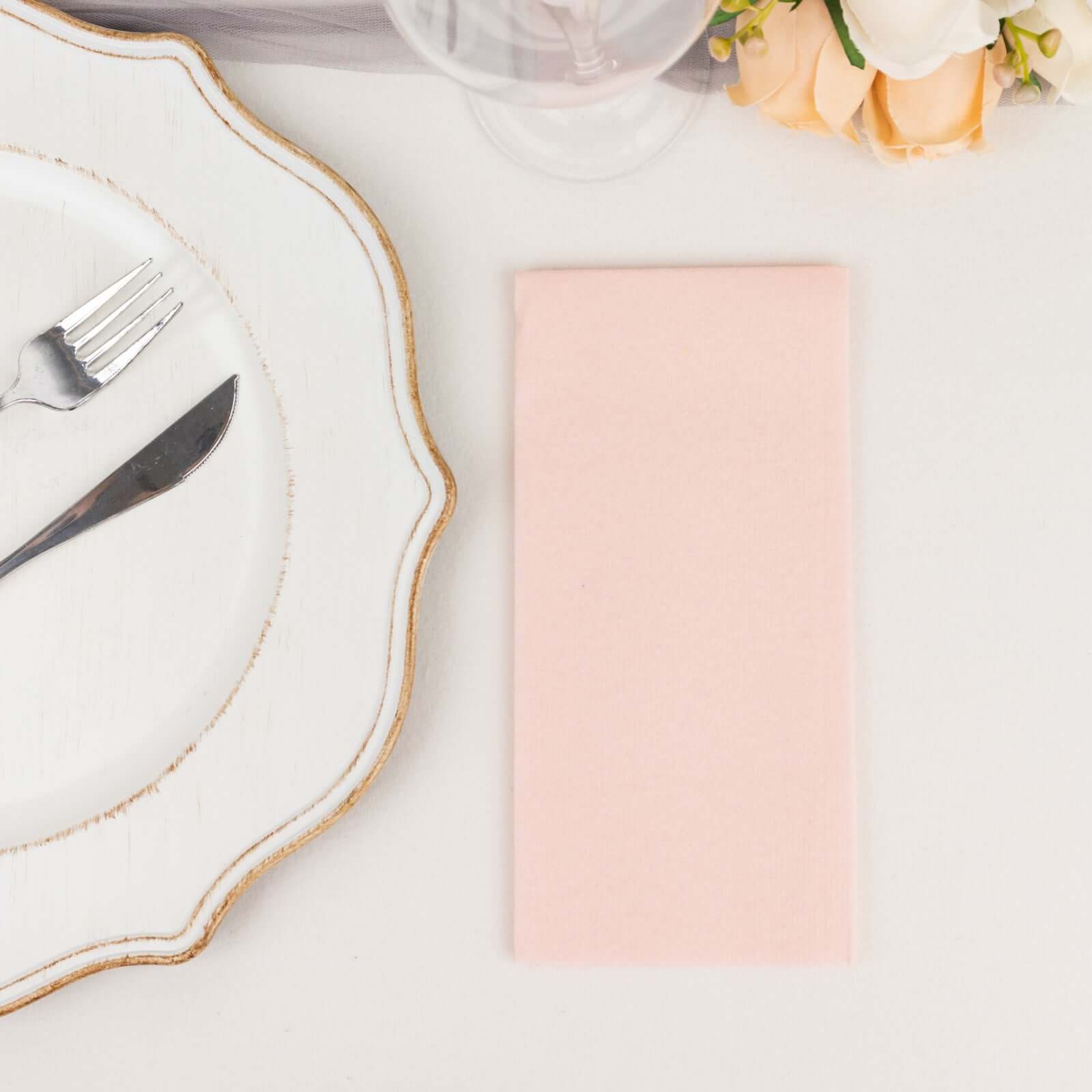 20-Pack Paper Linen-Like Napkins Blush - Disposable Hygienic Airlaid Guest Towels 8.5"x4"