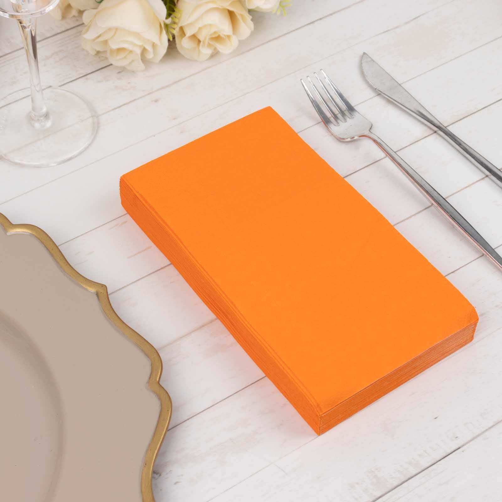 50-Pack Paper Napkins Soft Orange - Disposable 2-Ply Cocktail and Beverage Napkins for Weddings