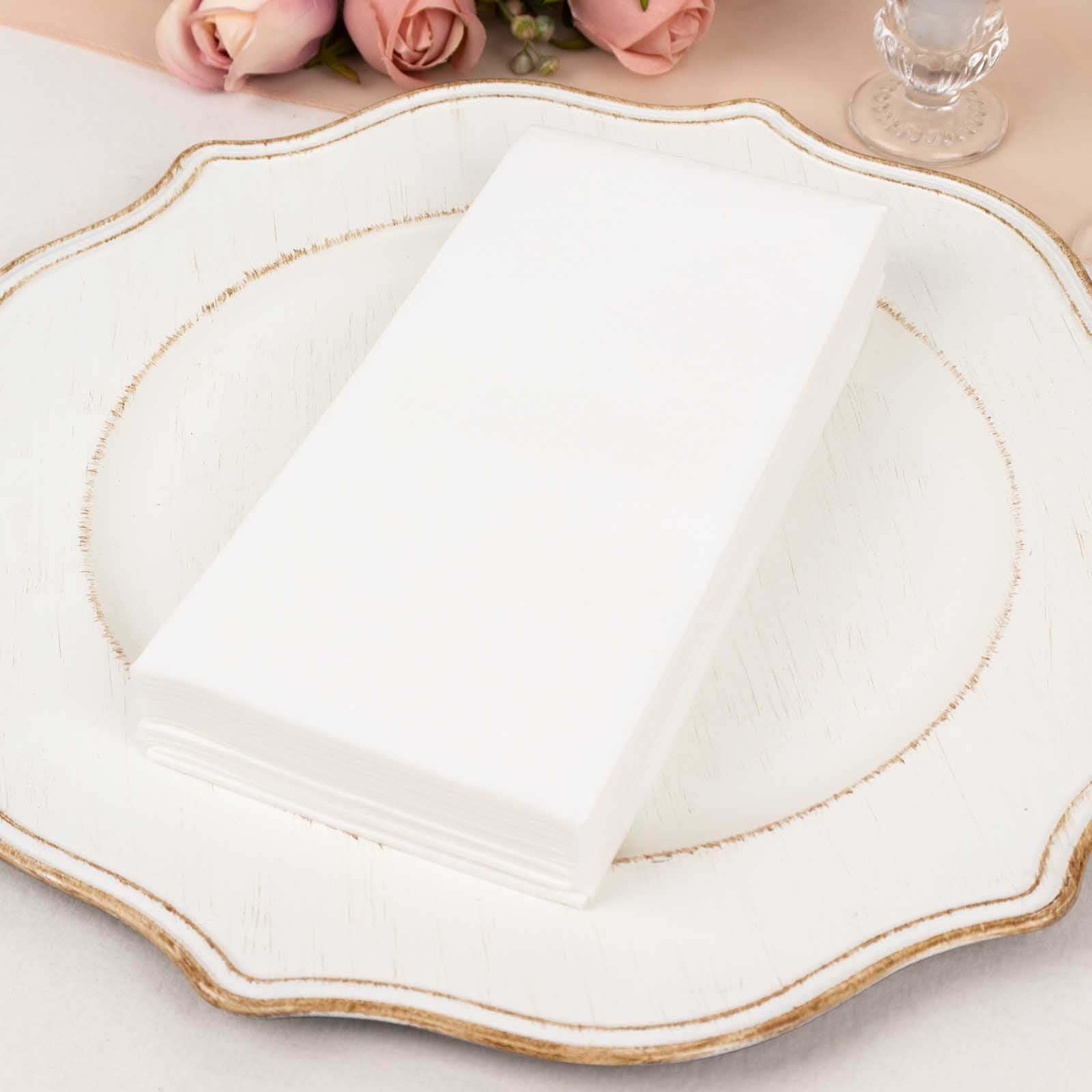 20-Pack Paper Linen-Like Napkins White - Disposable Hygienic Airlaid Guest Towels 8.5"x4"