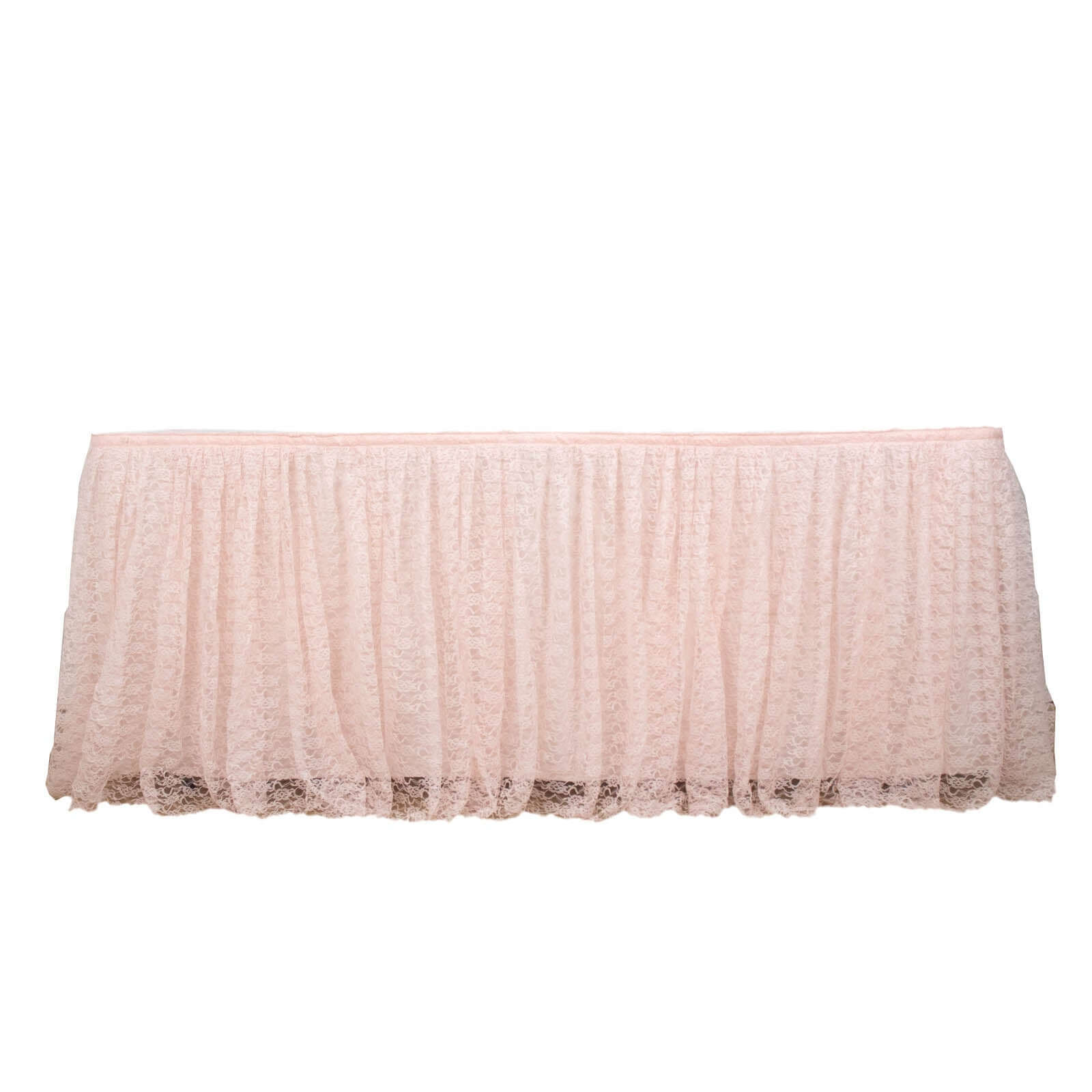 Lace 17ft Table Skirt Blush Premium Pleated - Vintage Style for Parties