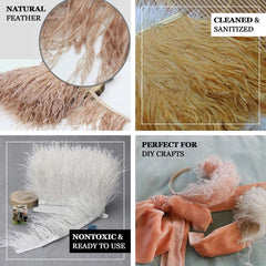 39" Pink Real Turkey Feather Fringe Trim With Satin Ribbon Tape