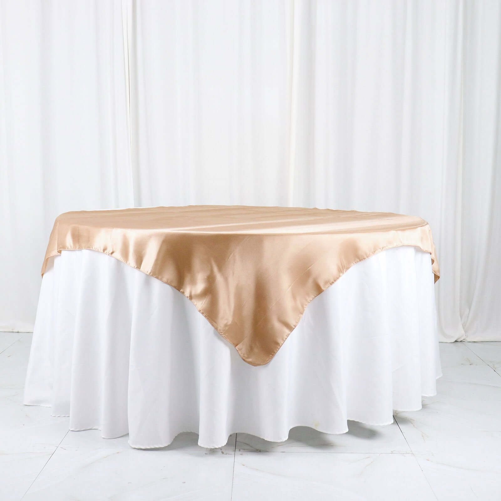 Satin 60"x60" Table Overlay Square Tablecloth Nude - Smooth Silky Touch Table Cover