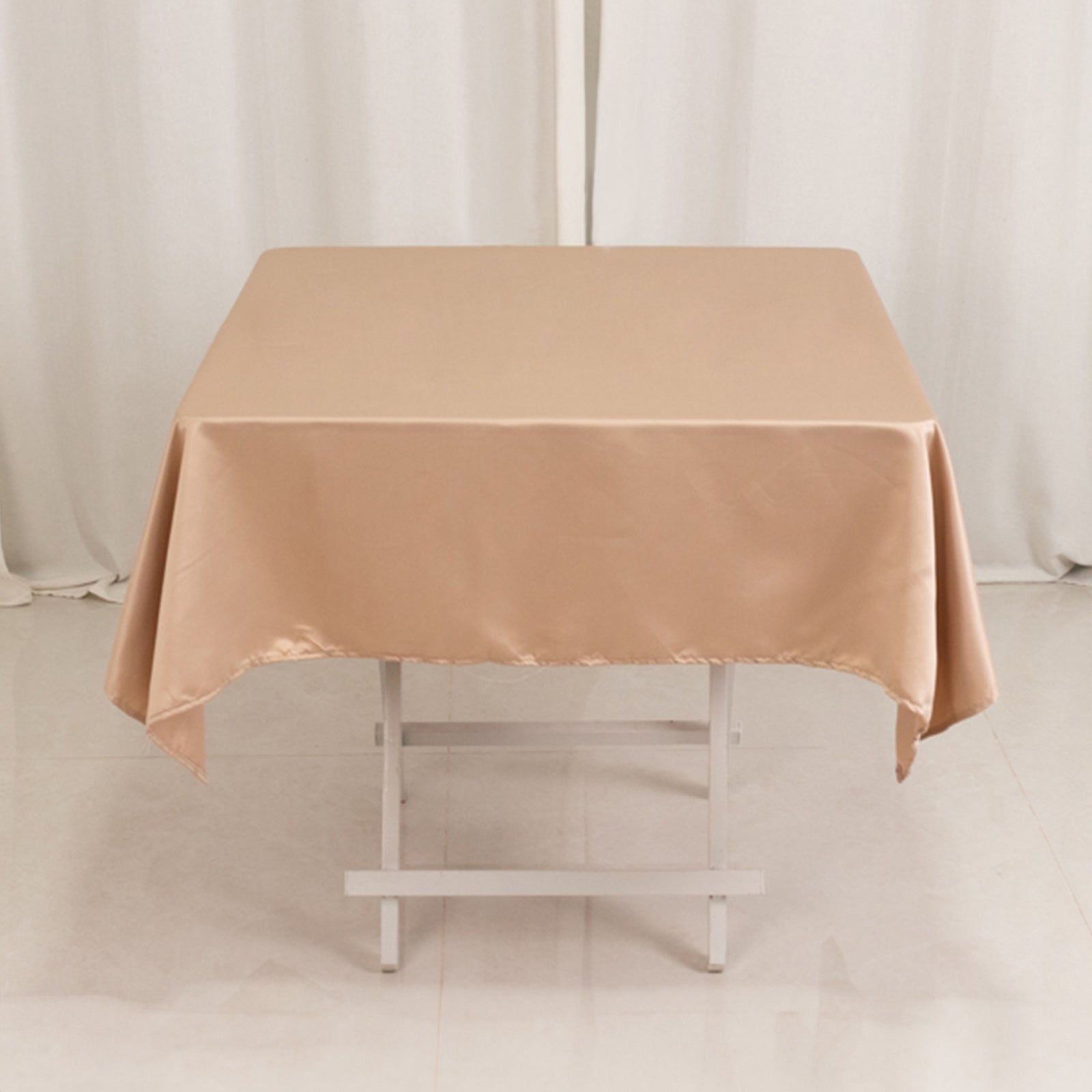 Lamour Satin 54"x54" Square Tablecloth Nude - Durable & Silk-Like Table Cover