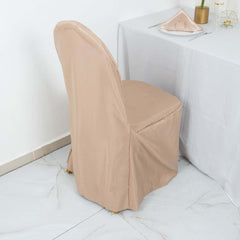 Polyester Slip On Banquet Chair Covers Nude - Stain-Resistant Reusable Durable Fabric