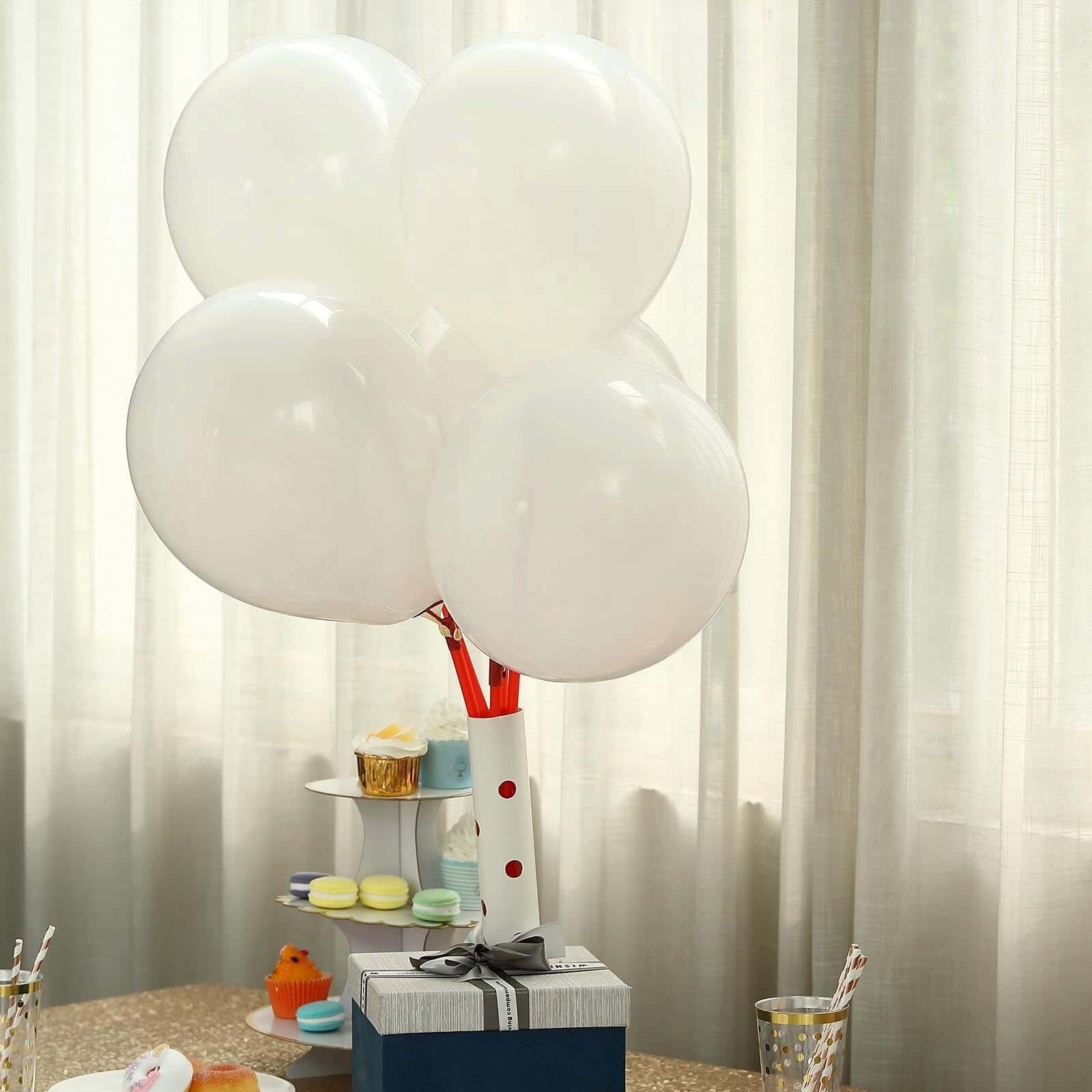 25 Pack 10" Matte Pastel Off White Helium Air Latex Party Balloons