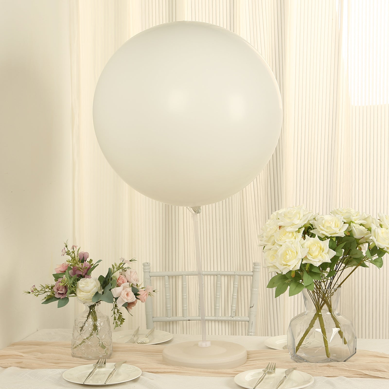 5 Pack Large Off White Biodegradable Balloons, 36" Thickened Extra Strong Eco-friendly Latex Helium Party Balloons