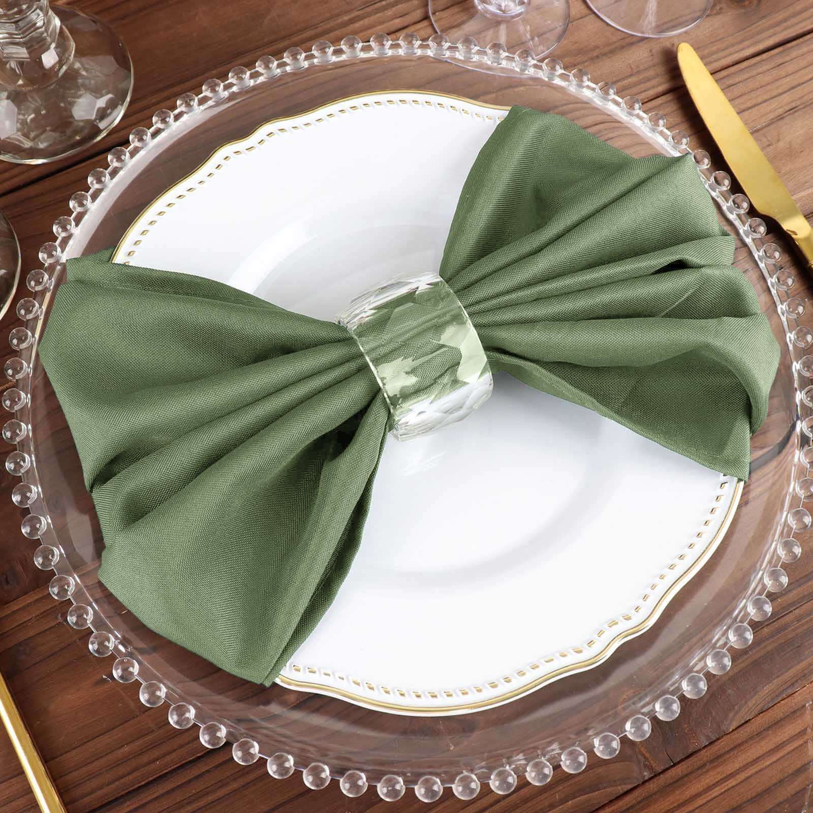 5 Pack Polyester 20"x20" Napkins Olive Green - Wrinkle Resistant & Easy Care Cloth Napkins
