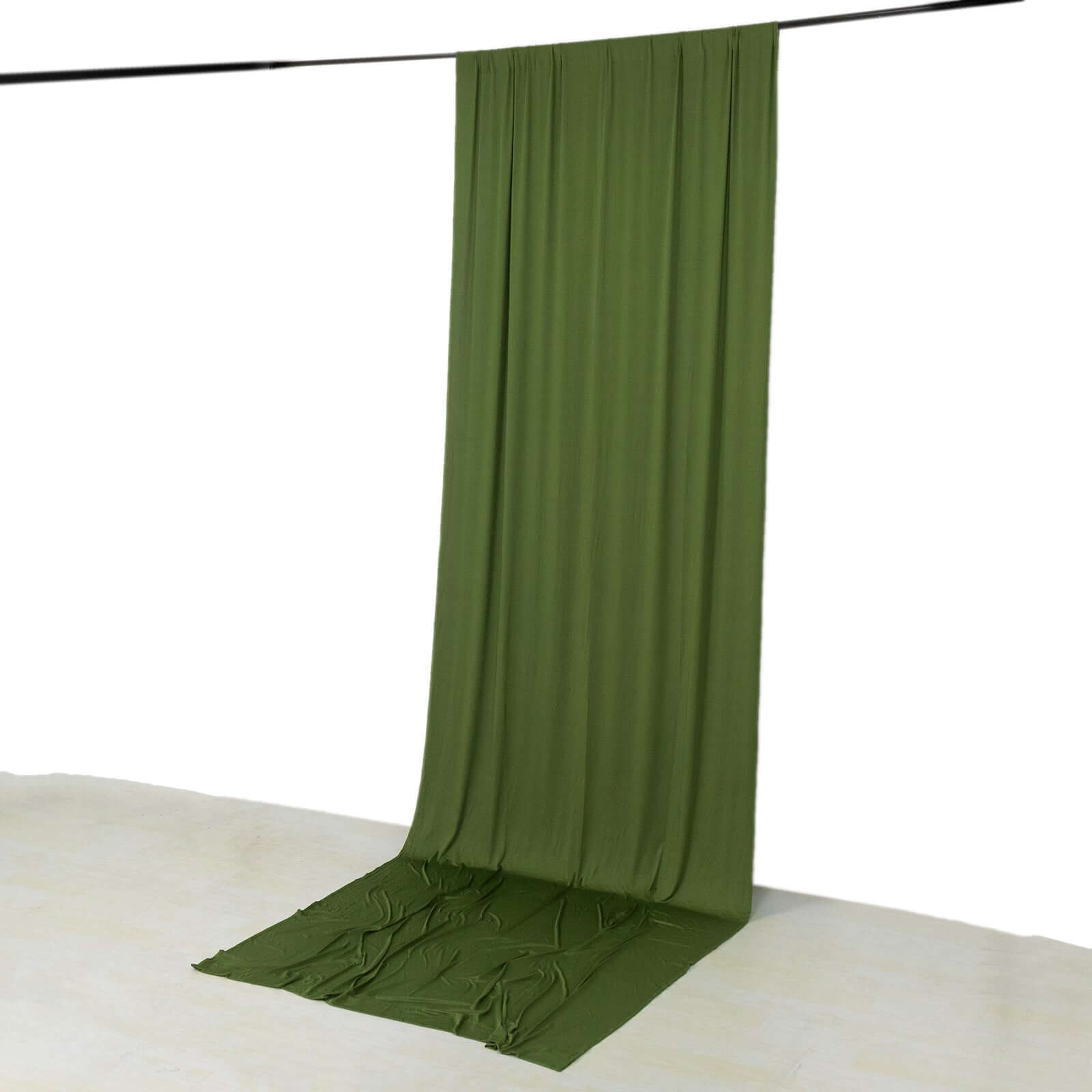 Olive Green 4-Way Stretch Spandex Event Curtain Drapes, Wrinkle Free Backdrop Event Panel with Rod Pockets - 5ftx14ft