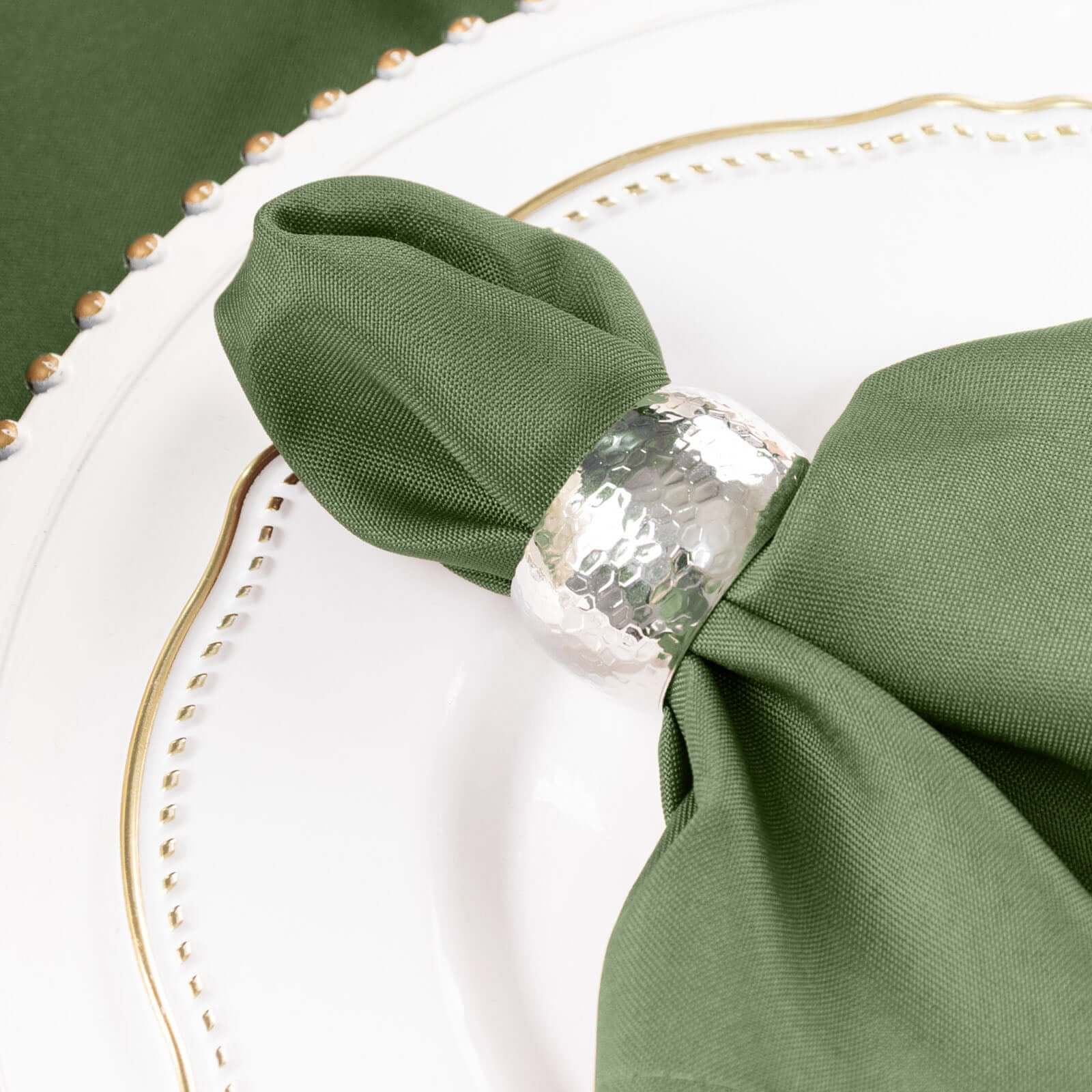 5 Pack Polyester 17"x17" Napkins Olive Green - Durable & Wrinkle Resistant Dinner Napkins