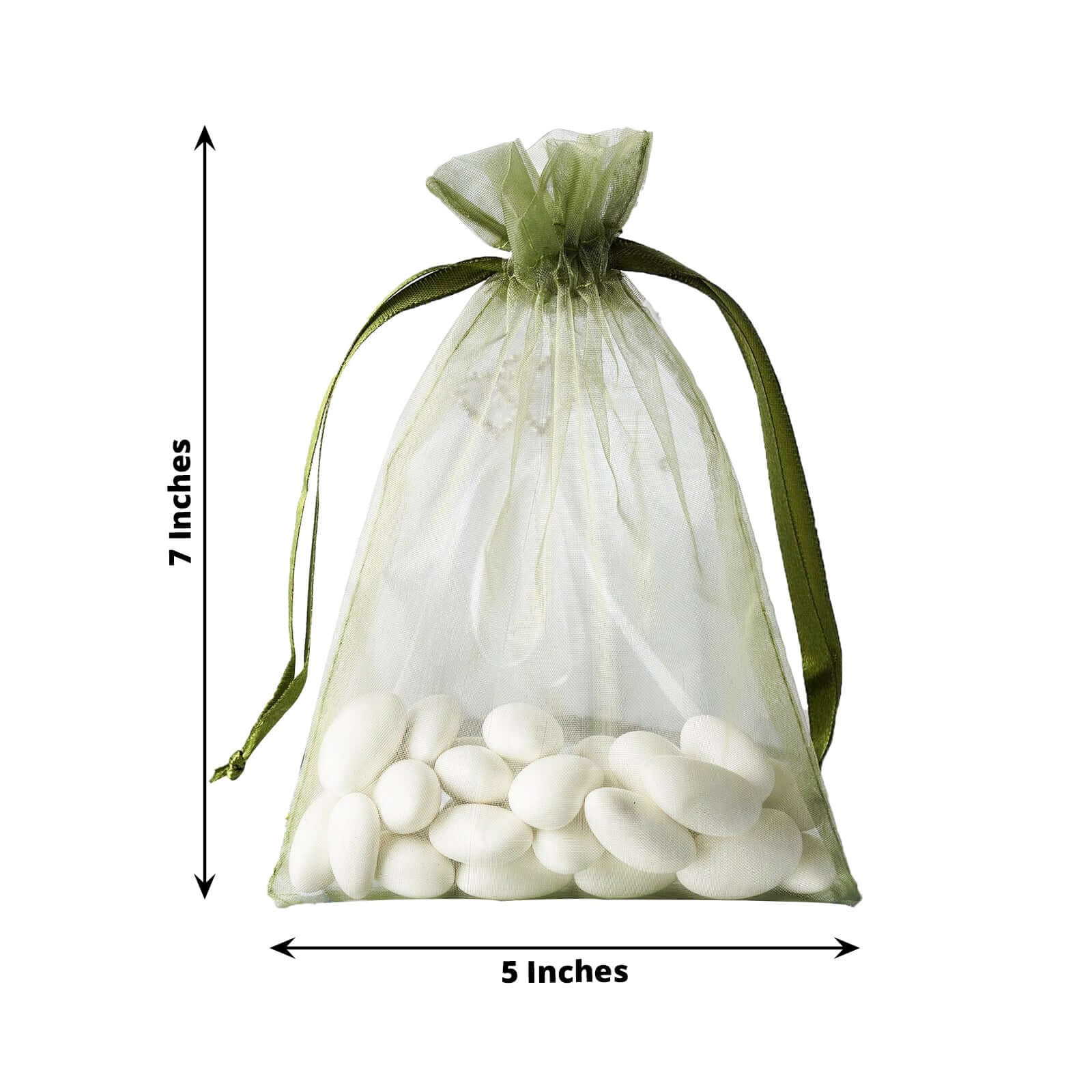10 Pack 5"x7" Olive Green Organza Drawstring Wedding Party Favor Gift Bags