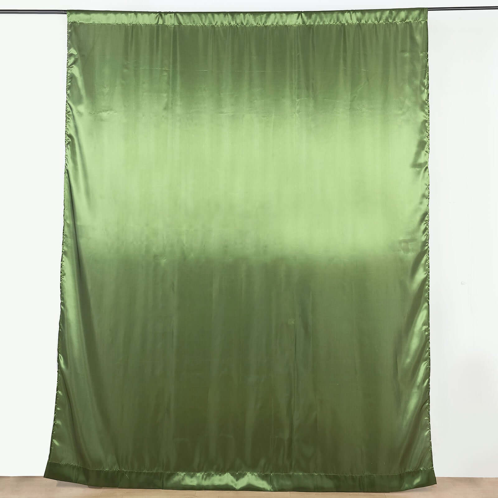 8ftx10ft Olive Green Satin Event Curtain Drapes, Backdrop Event Panel