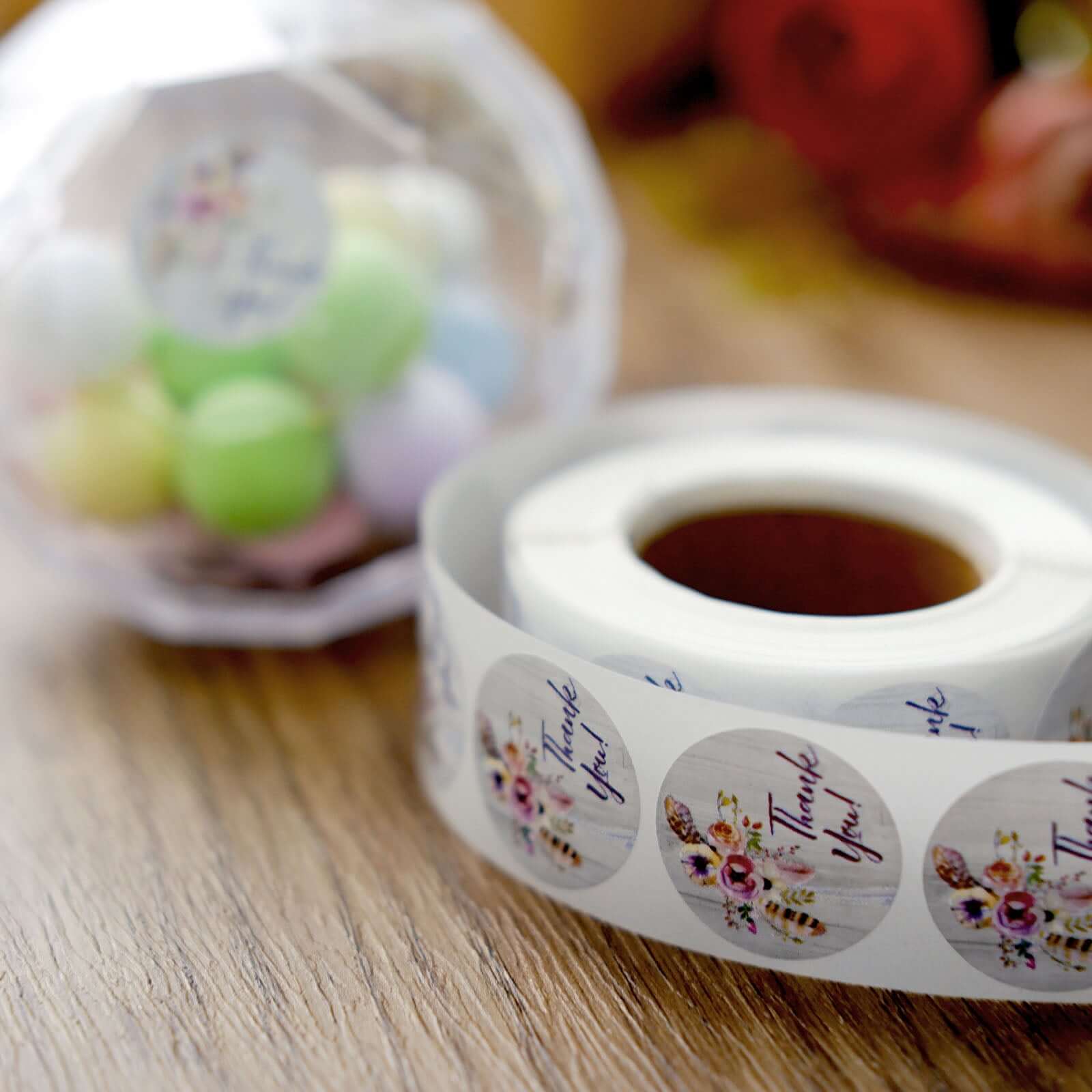 500Pcs 1" Thank You Rustic Floral Boho Chic Stickers Roll, Labels For DIY Envelope Seal - Round