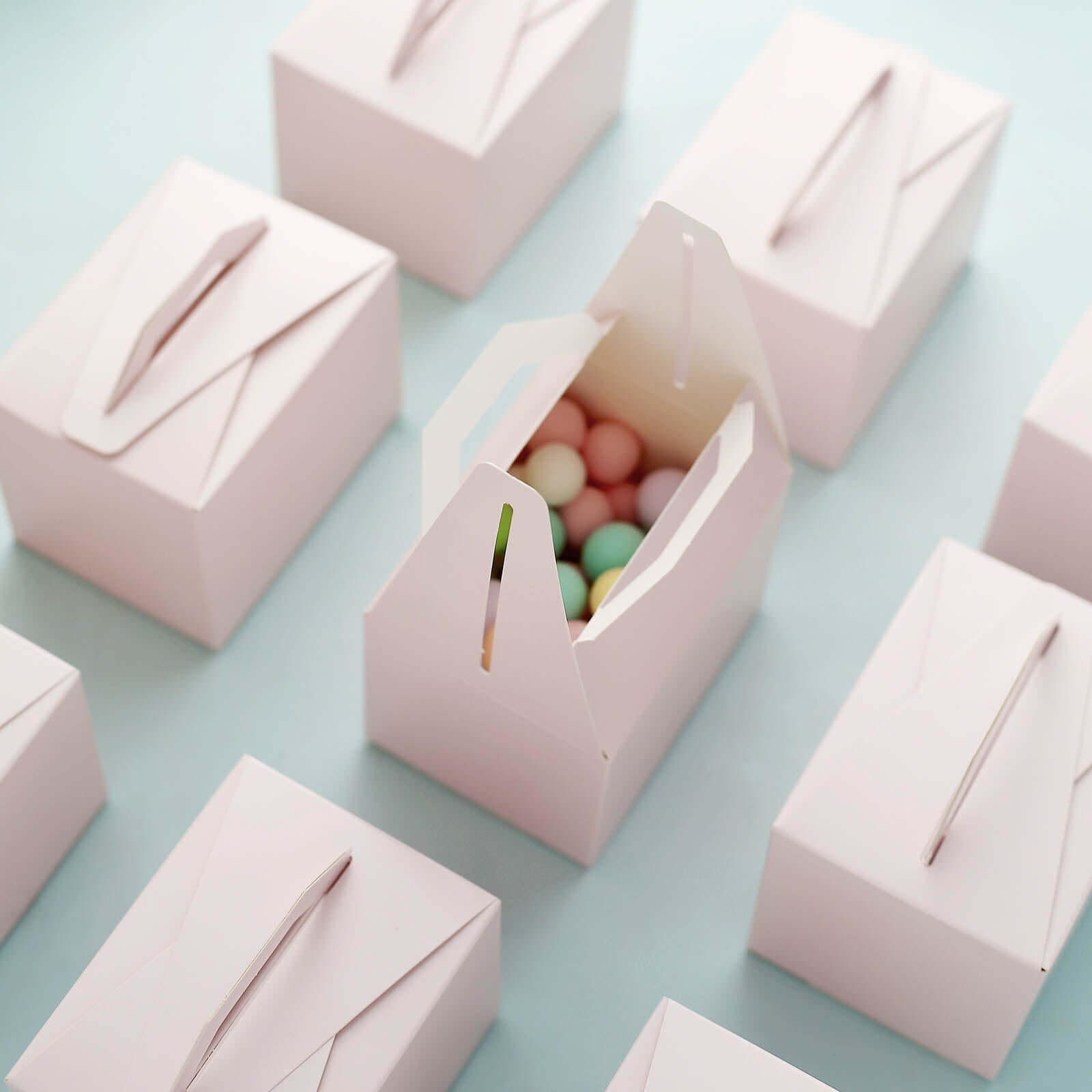 100 Pack 4"x3"x3" Blush Tote Party Favor Candy Gift Boxes