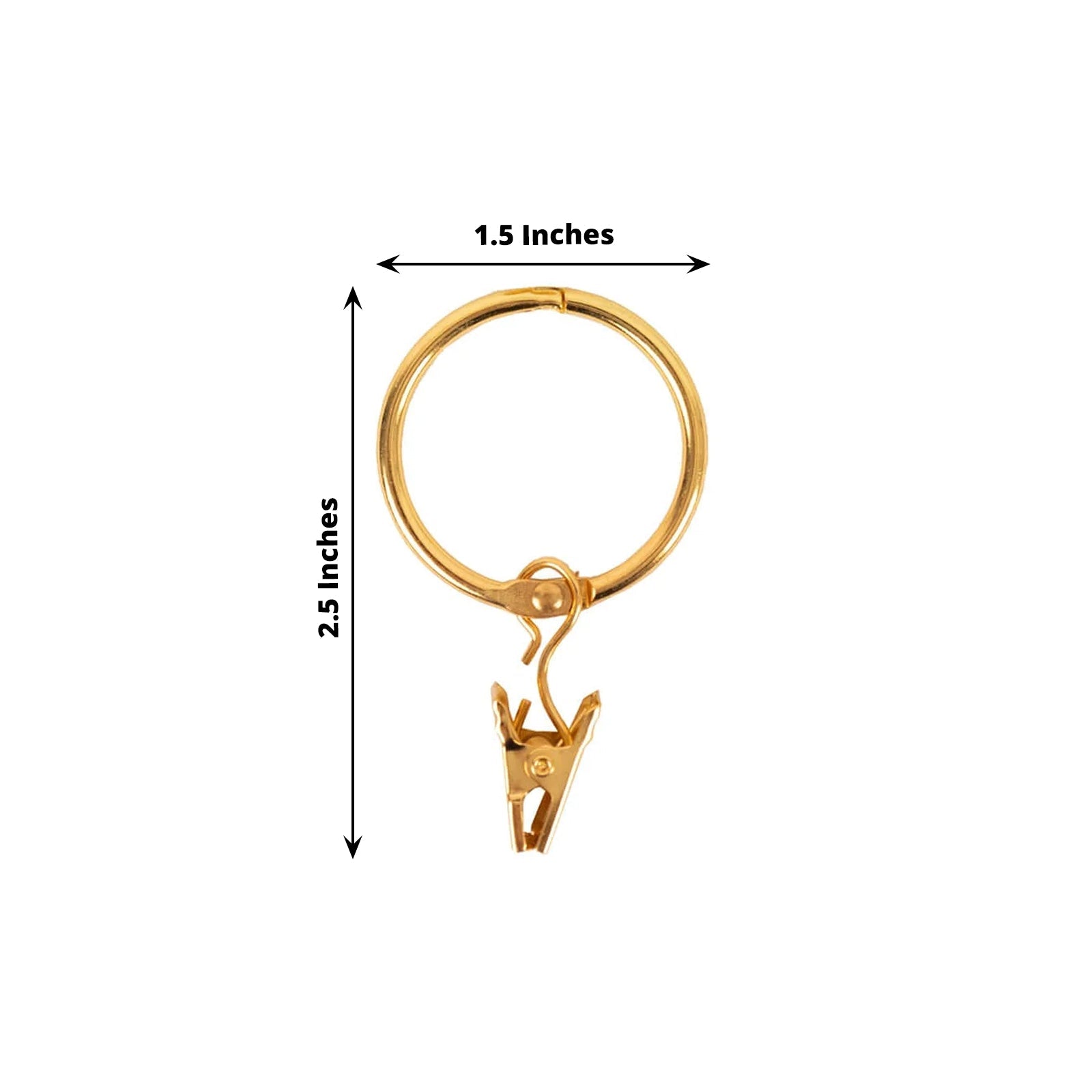 50 Pack Gold Metal Openable Curtain Clip Rings, Heavy Duty Rustproof Drapery Backdrop Clip Hangers - 1.5"