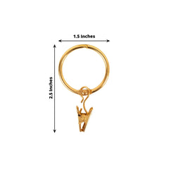 50 Pack Gold Metal Openable Curtain Clip Rings, Heavy Duty Rustproof Drapery Backdrop Clip Hangers - 1.5"