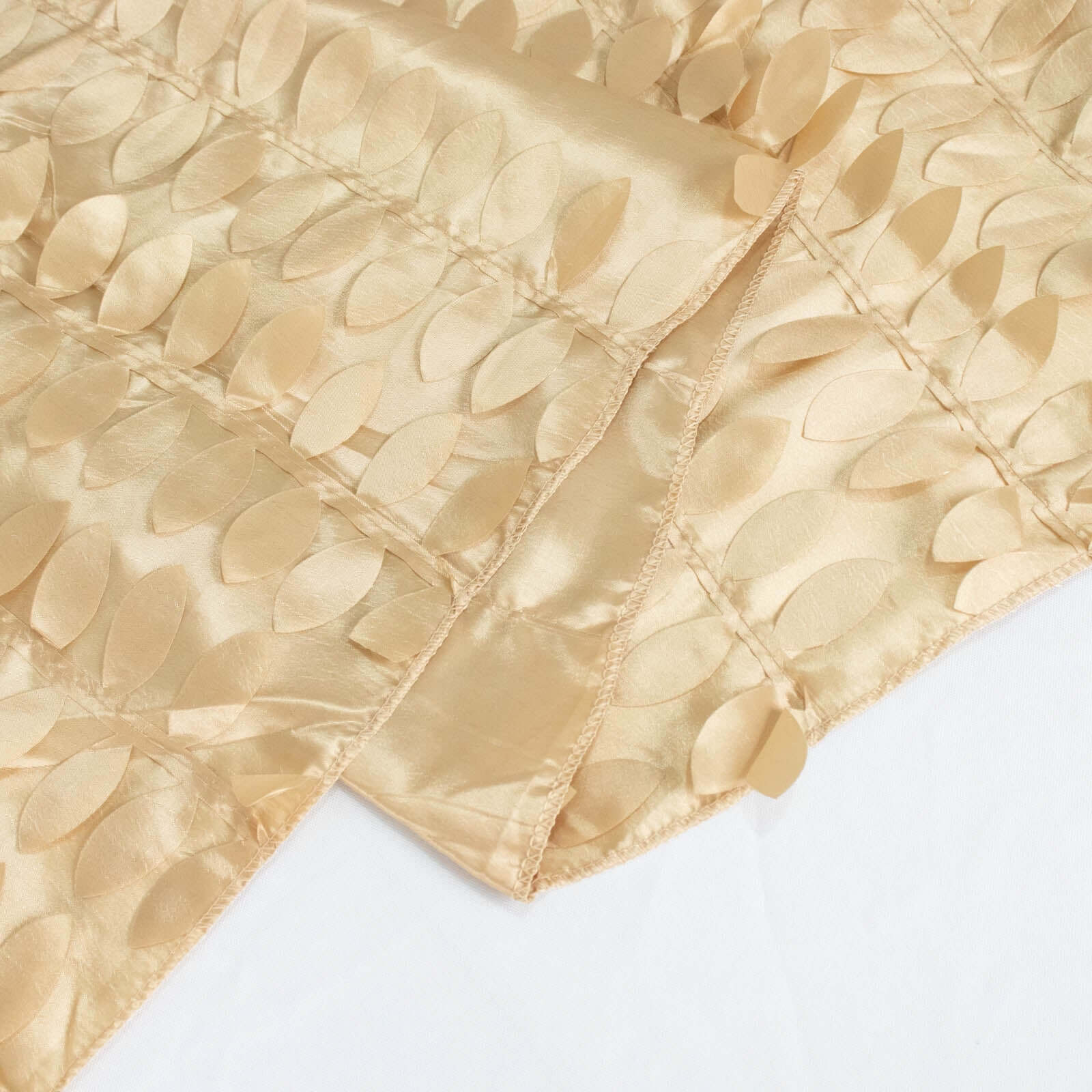 Taffeta 72"x72" Table Overlay Square Tablecloth Champagne - 3D Leaf Petal Table Cover
