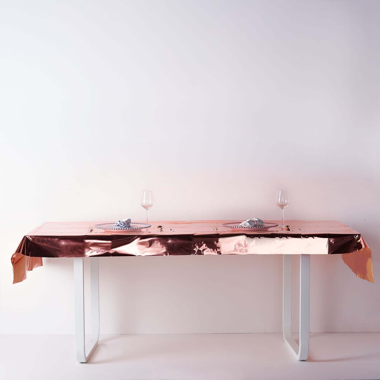 Metallic Foil Tablecloth Rectangle Rose Gold - Decorative Disposable Table Cover 40"x90"