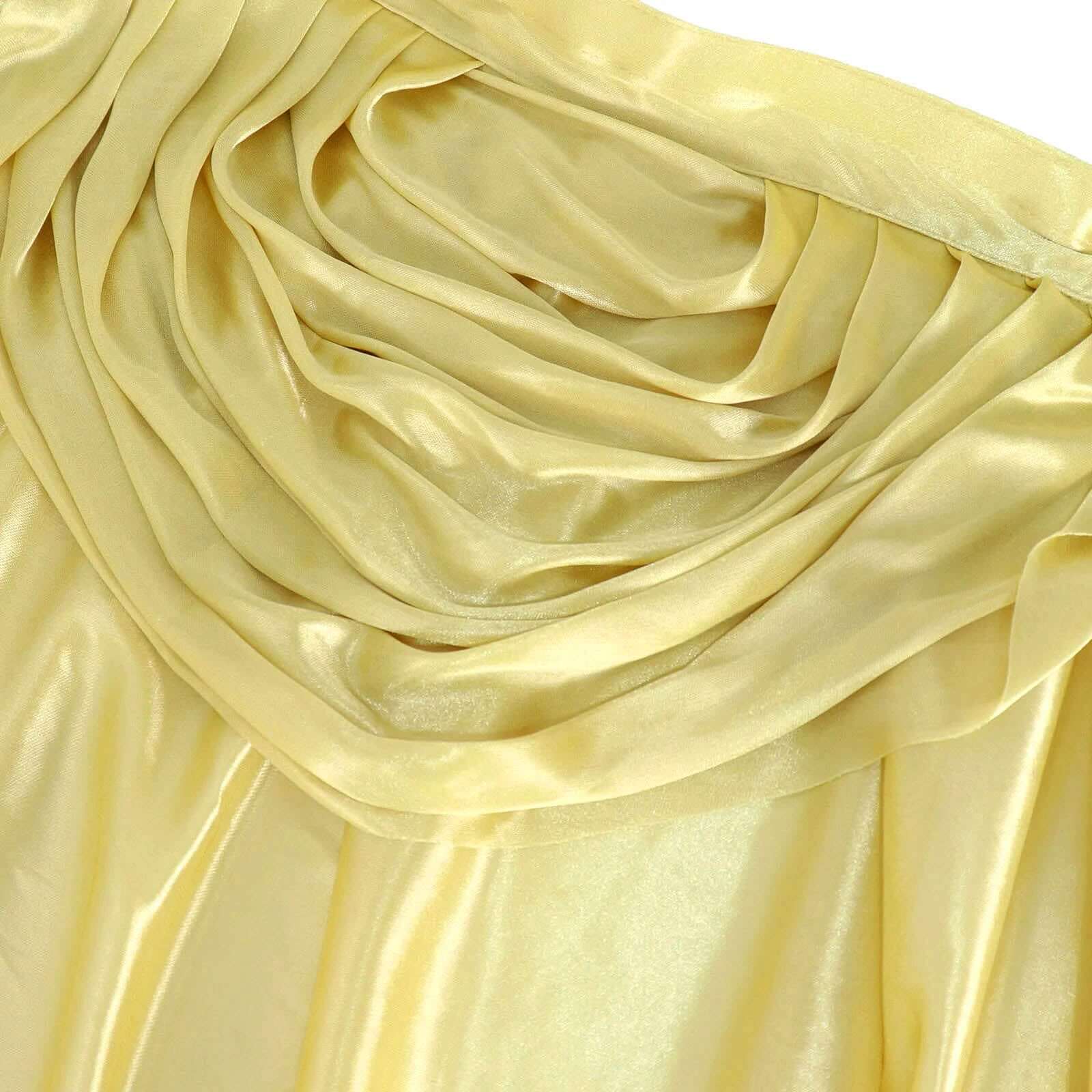 Satin 14ft Table Skirt Champagne - Pleated Double Drape Table Cover