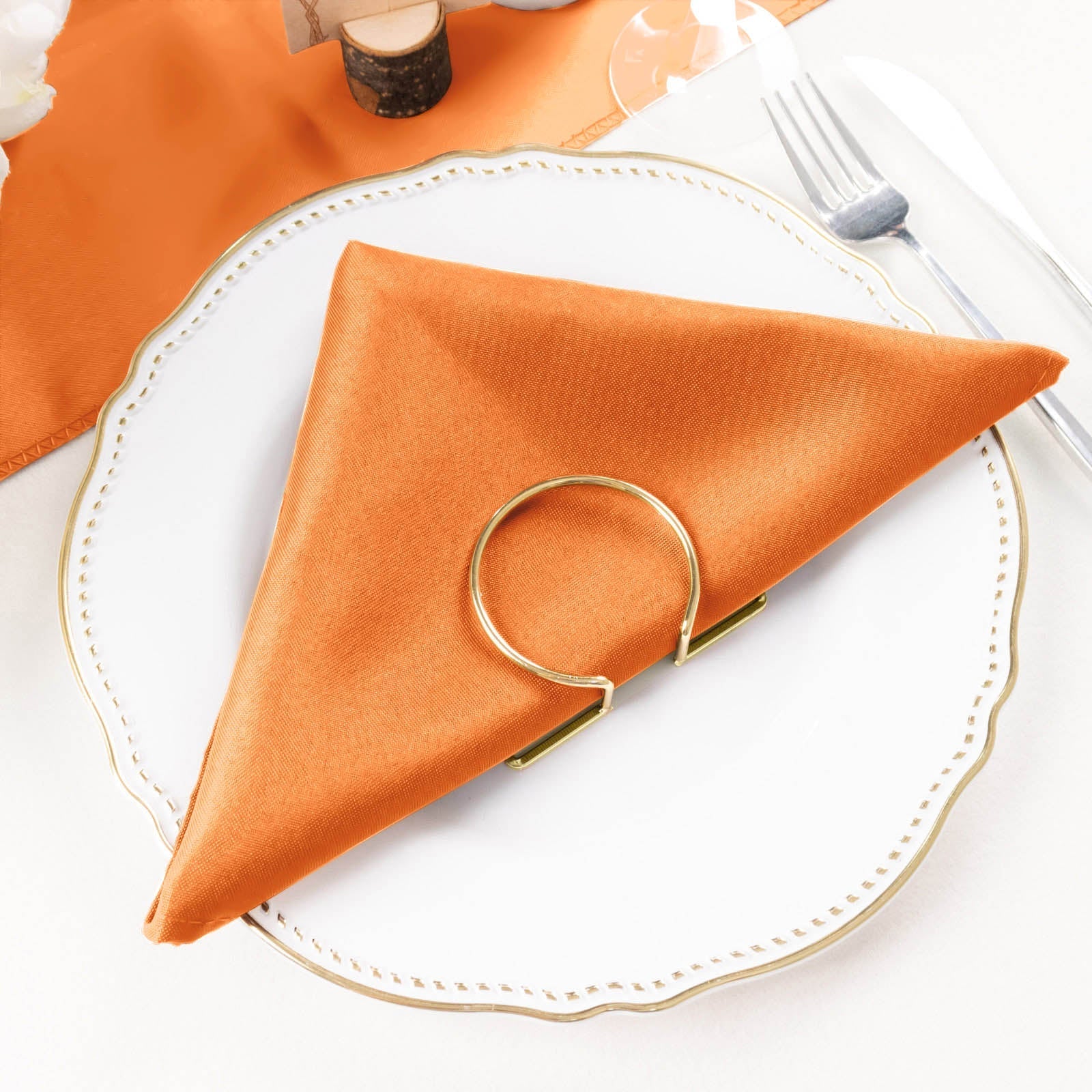 5 Pack Polyester 20"x20" Napkins Orange - Wrinkle Resistant & Easy Care Cloth Napkins