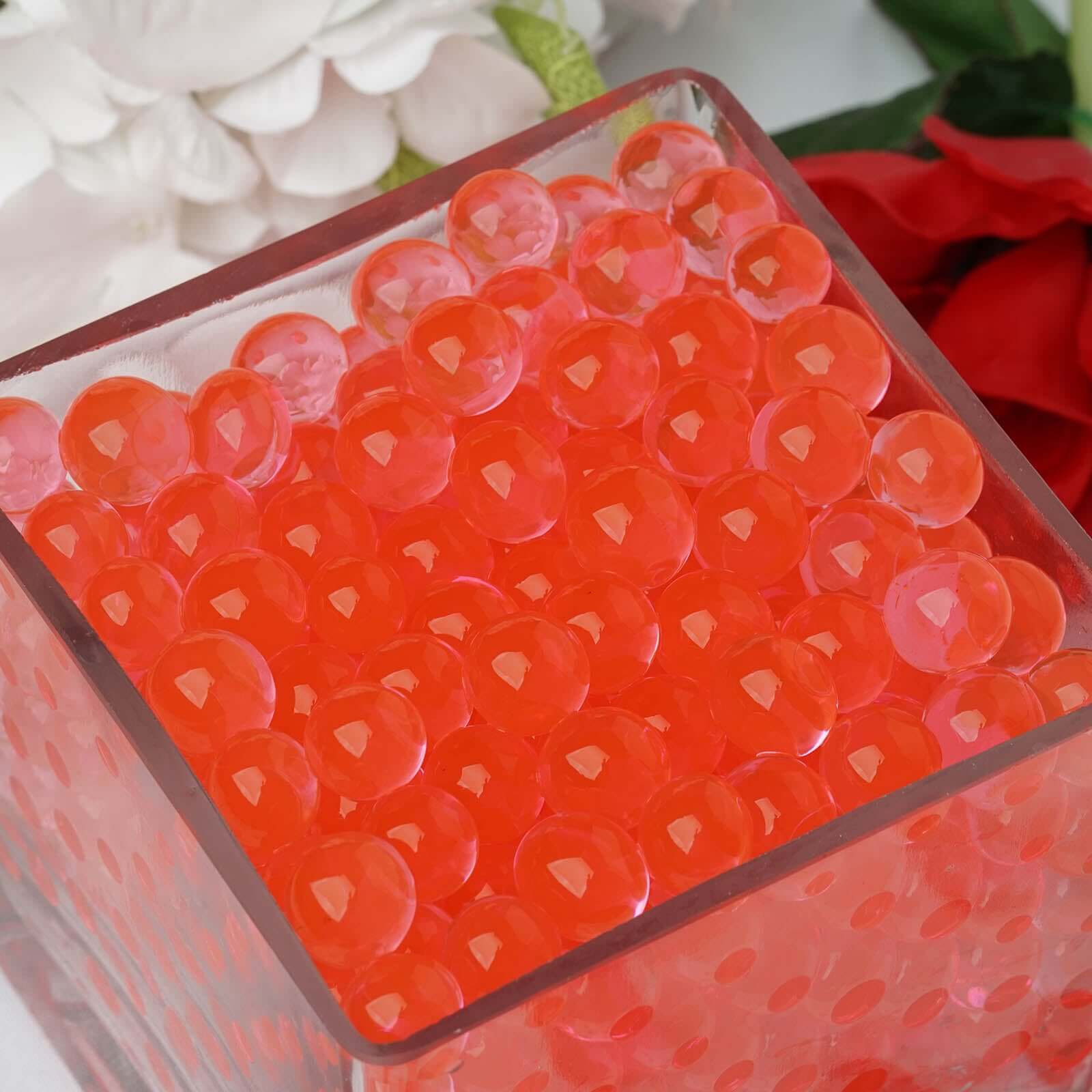 200-250 Pcs Water Gel Beads Vase Filler Red - Small Nontoxic Jelly Balls for Floating Candles & Floral Displays