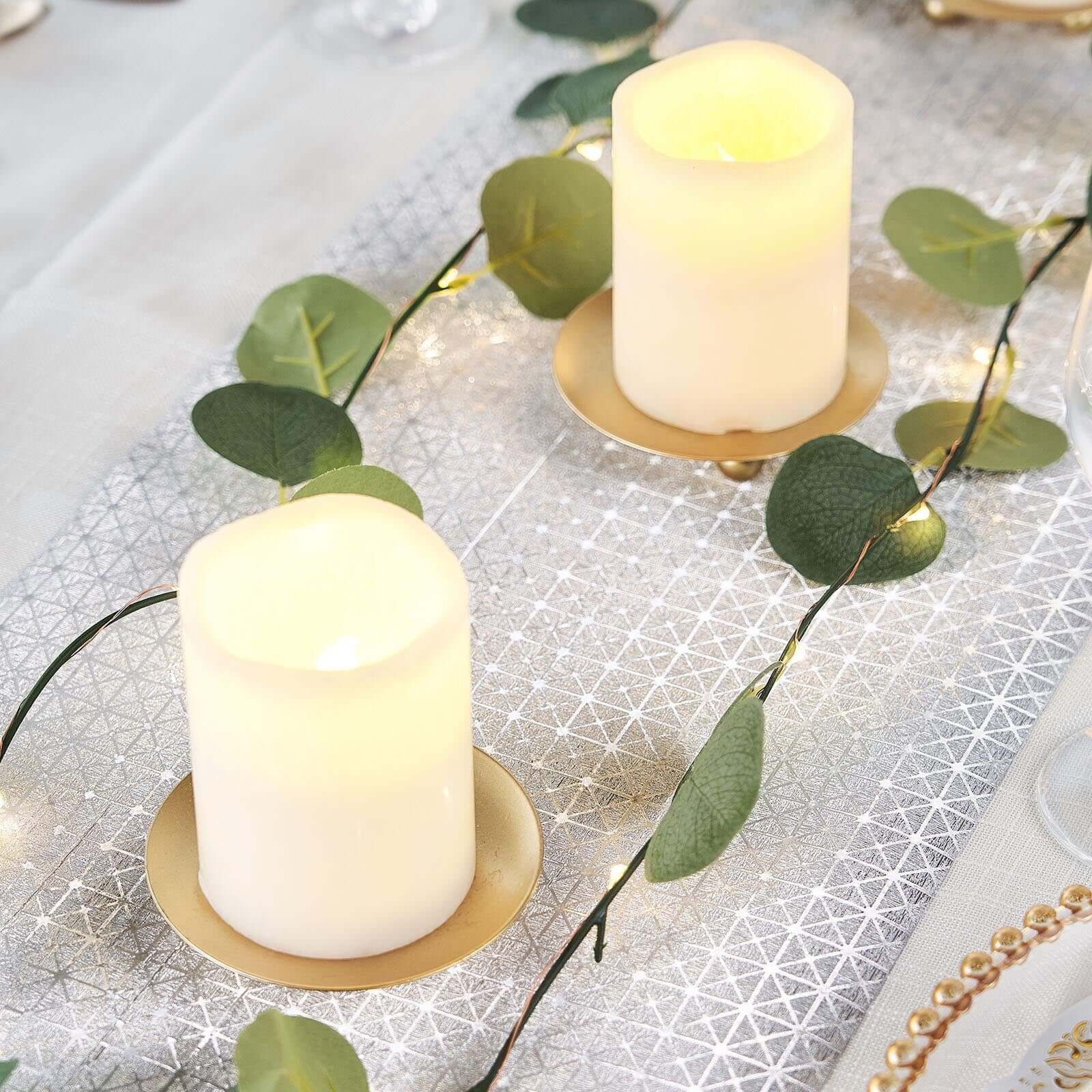 Glitter Paper 9ft Table Runner Roll Silver Disposable Geometric Diamond Pattern Table Decor